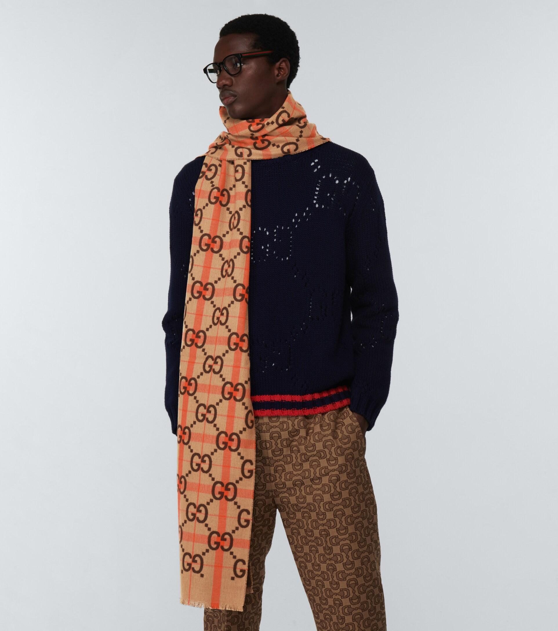 Gucci GG Jacquard Wool Scarf for Men | Lyst