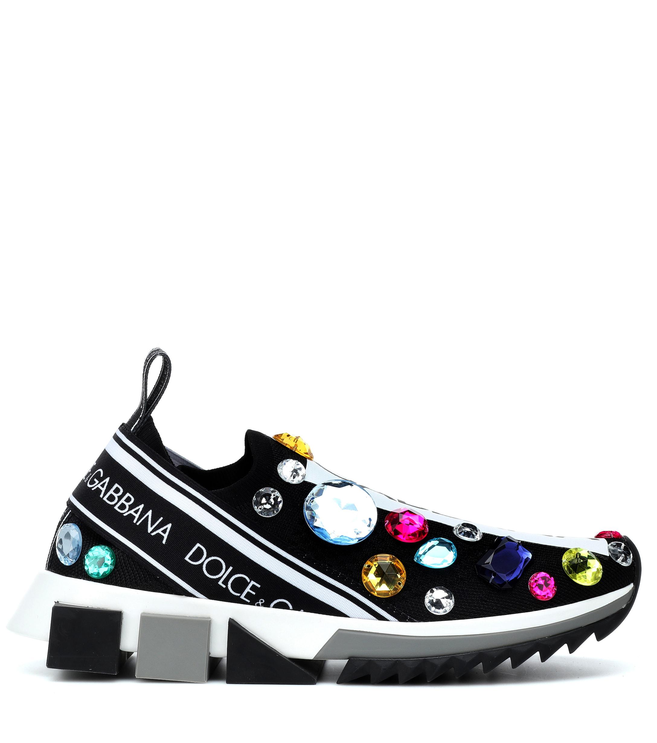 Dolce & Gabbana Sorrento Embellished Sneakers in Black - Lyst