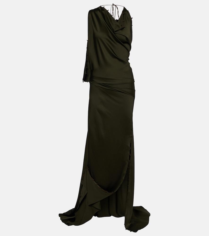 open lace back dress Satin One Shoulder Trumpet Gown – The Dressing Room