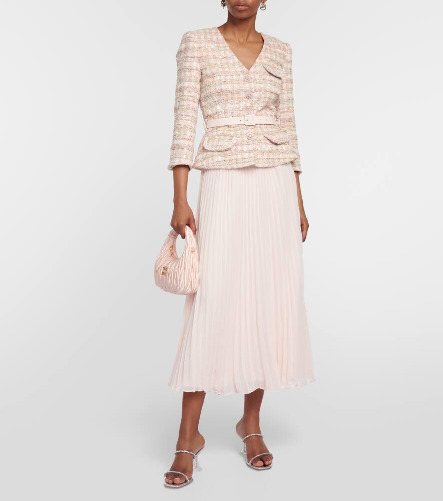 self portrait pink sequin boucle midi dress Self-Portrait Women's Sequined Boucl Tailored Midi-Dress - Pink