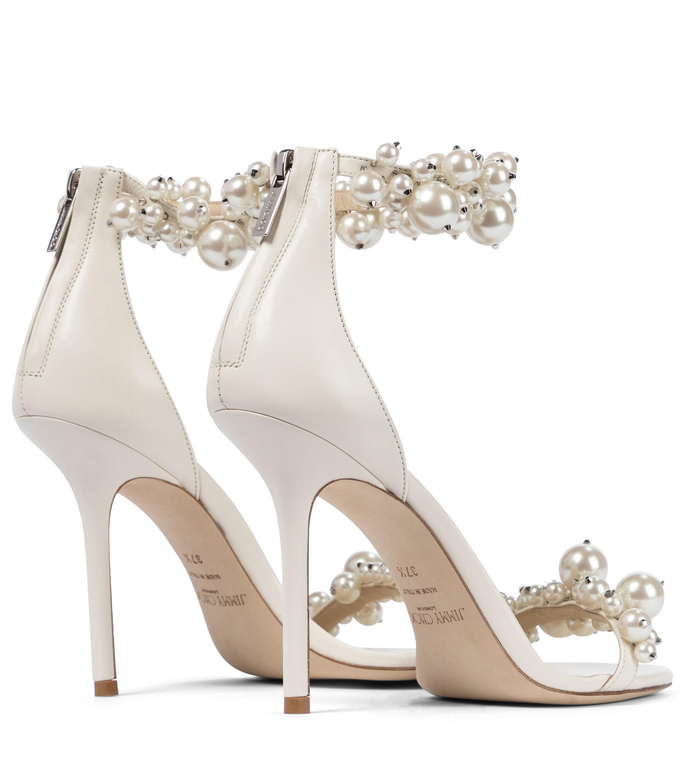 Jimmy Choo Maisel 100 Embellished Leather Sandals in White - Lyst