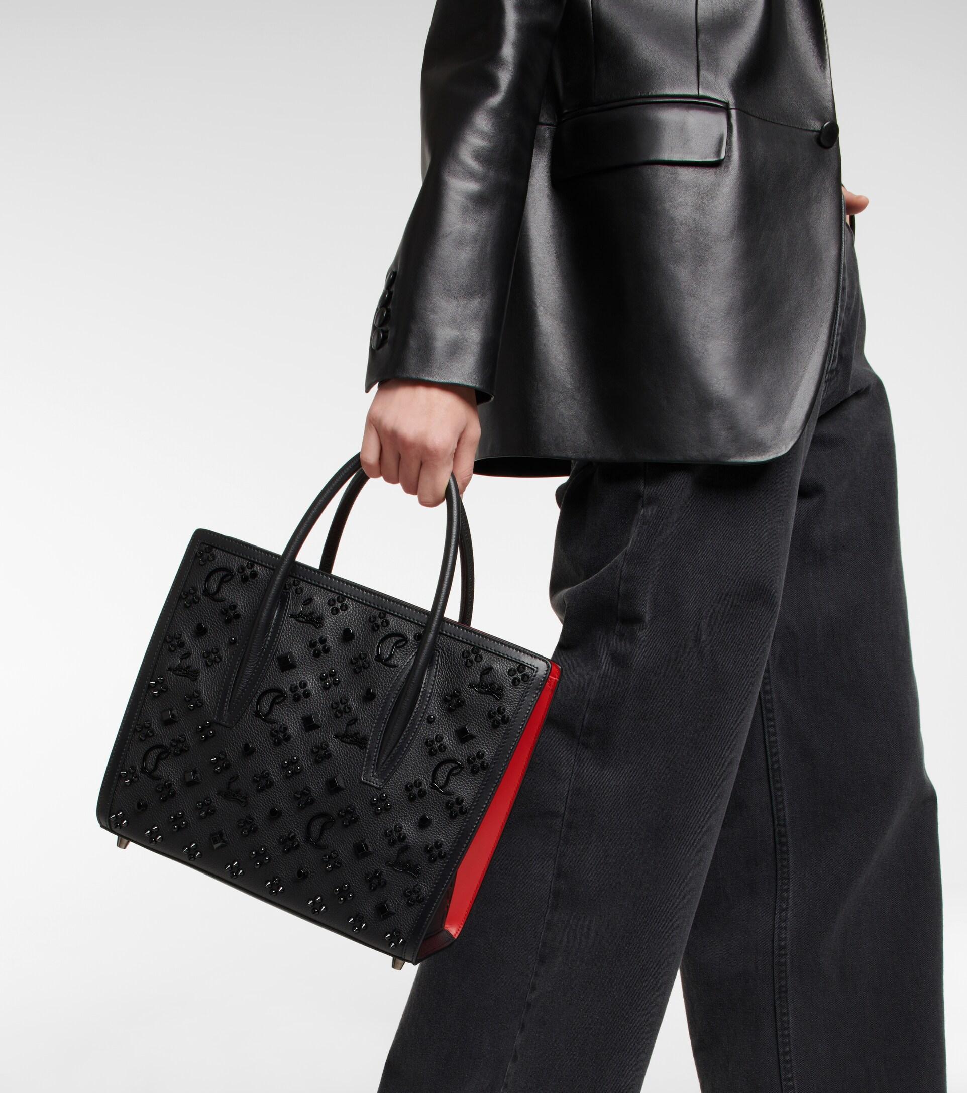 Christian Louboutin Paloma Medium Black Leather Spike Tote Bag