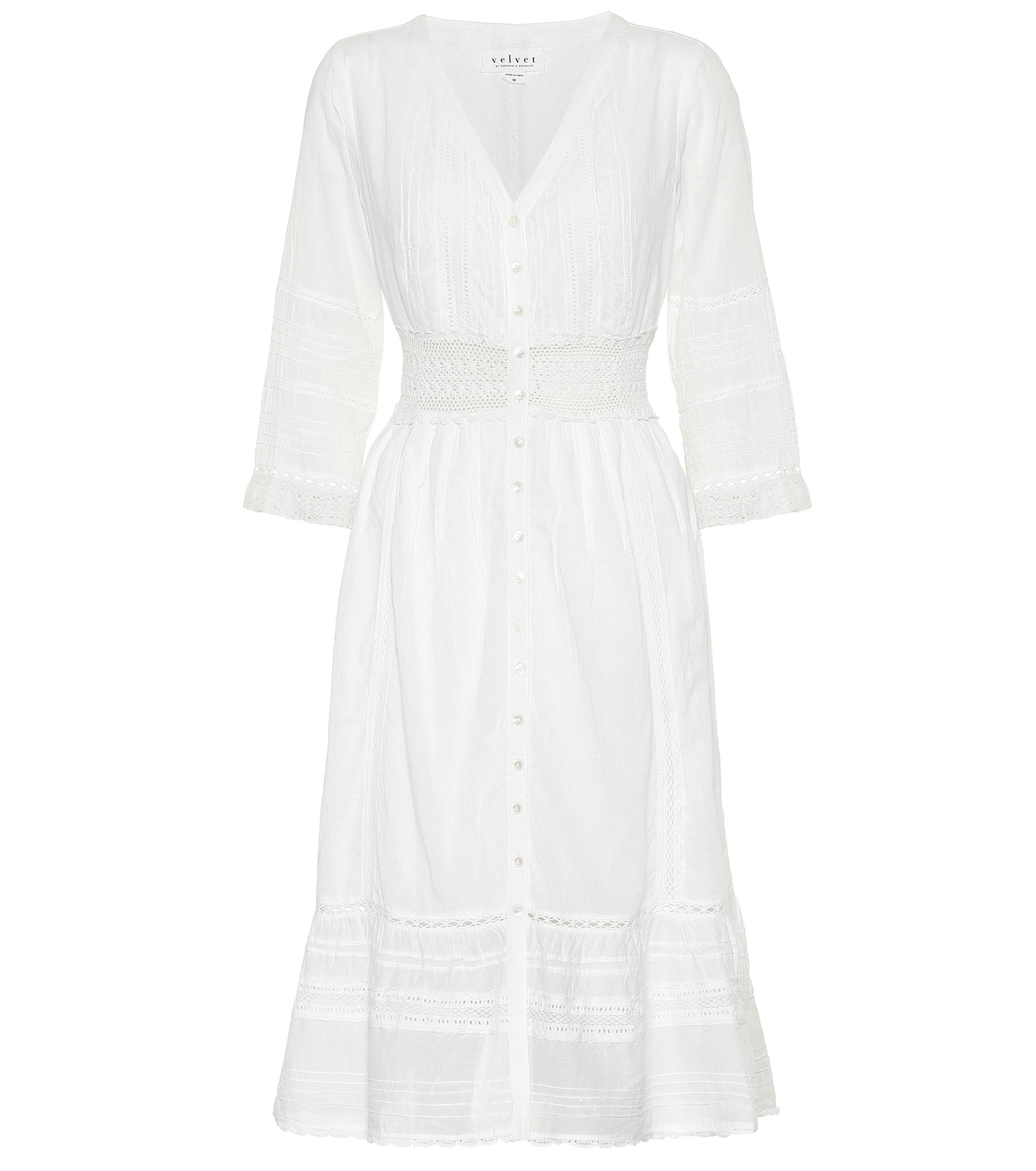 Velvet Velvet Angi Cotton Midi Dress in White - Lyst