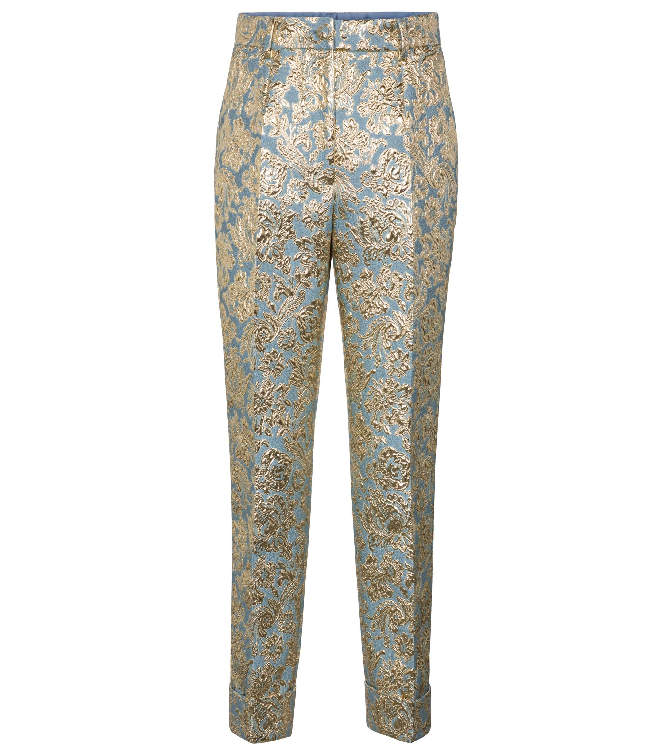 Buy Women Black Brocade Fitted Pants - Fitted Pants - Indya
