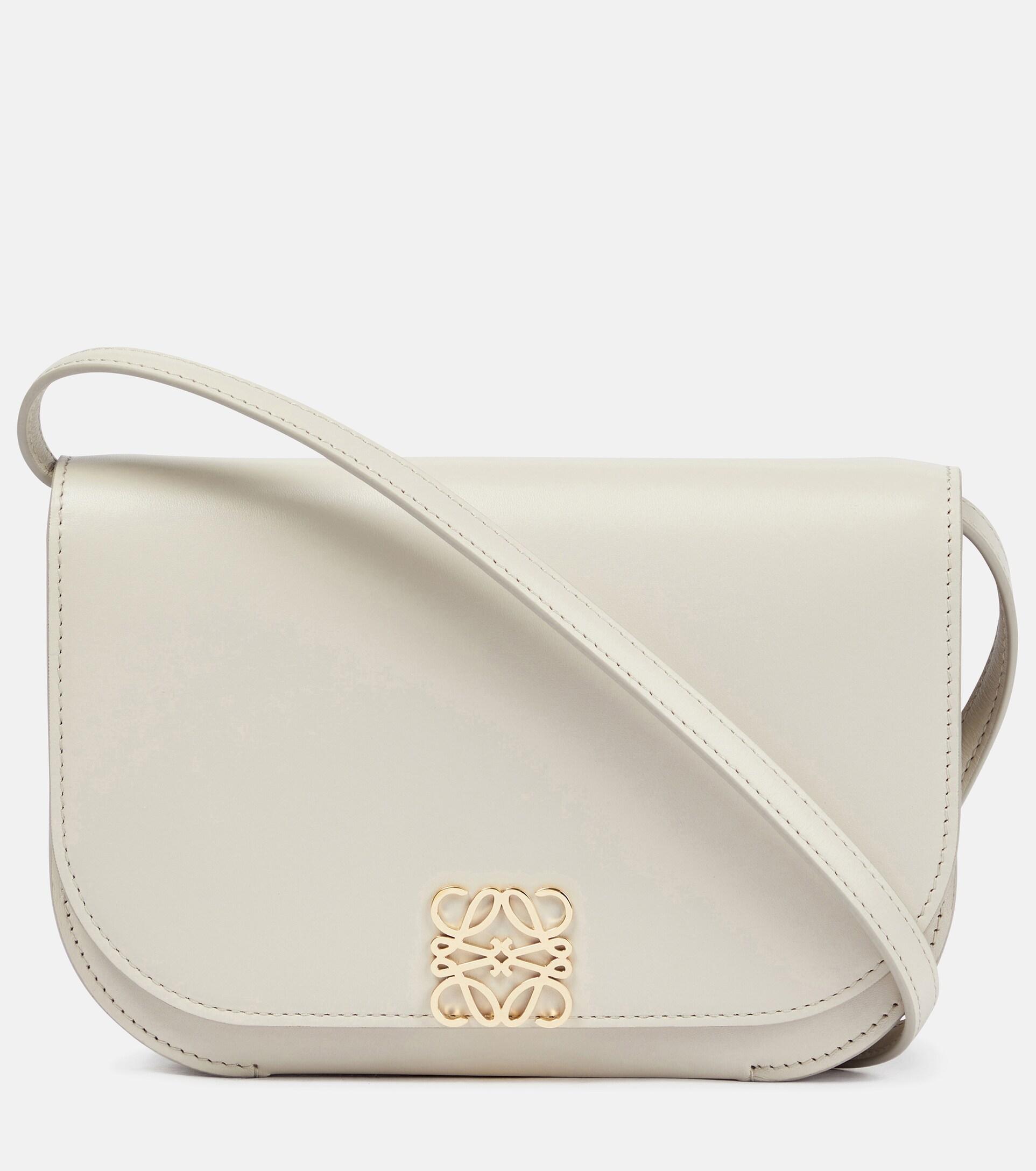 Goya Small Leather Shoulder Bag in White - Loewe