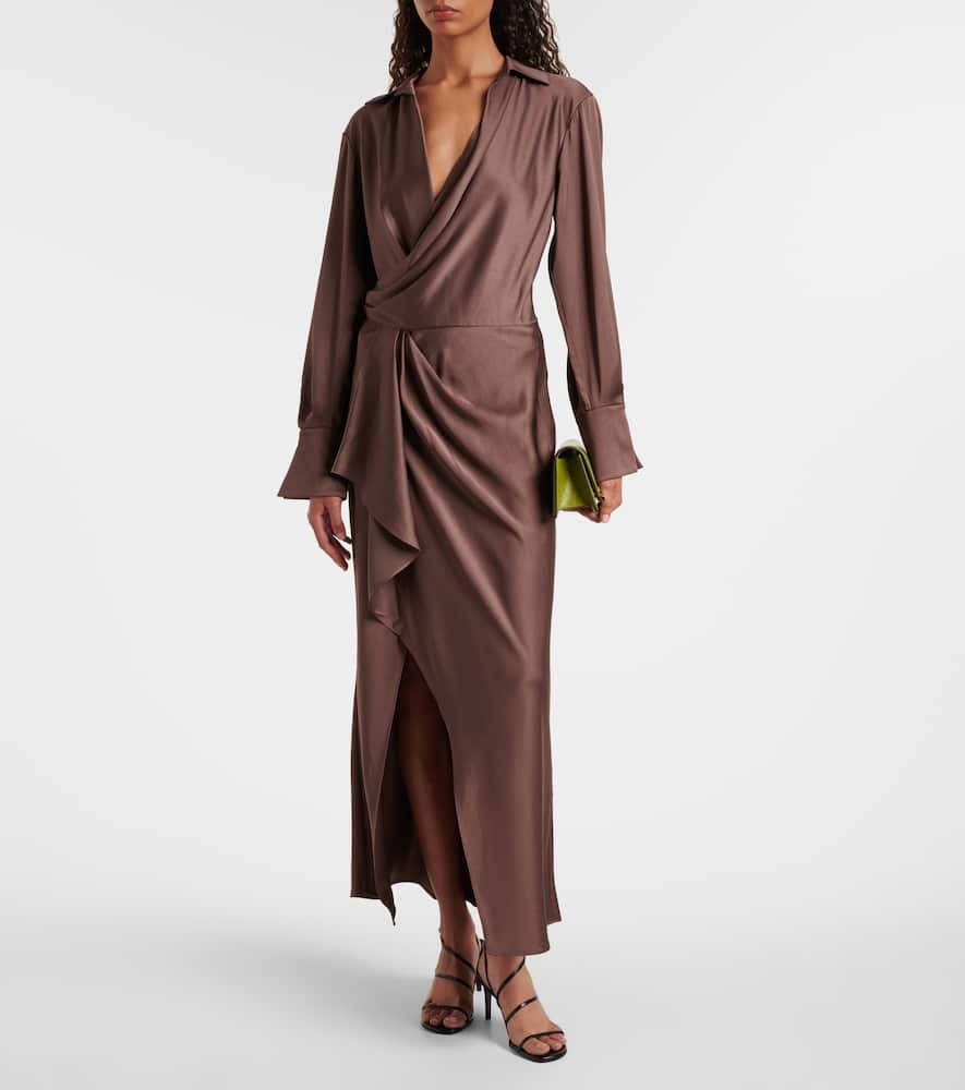 オールインワン・サロペット Jonathan Simkhai Talita Draped Midi Dress SIMKHAI Talita draped wrap-effect satin midi dress | NET-A