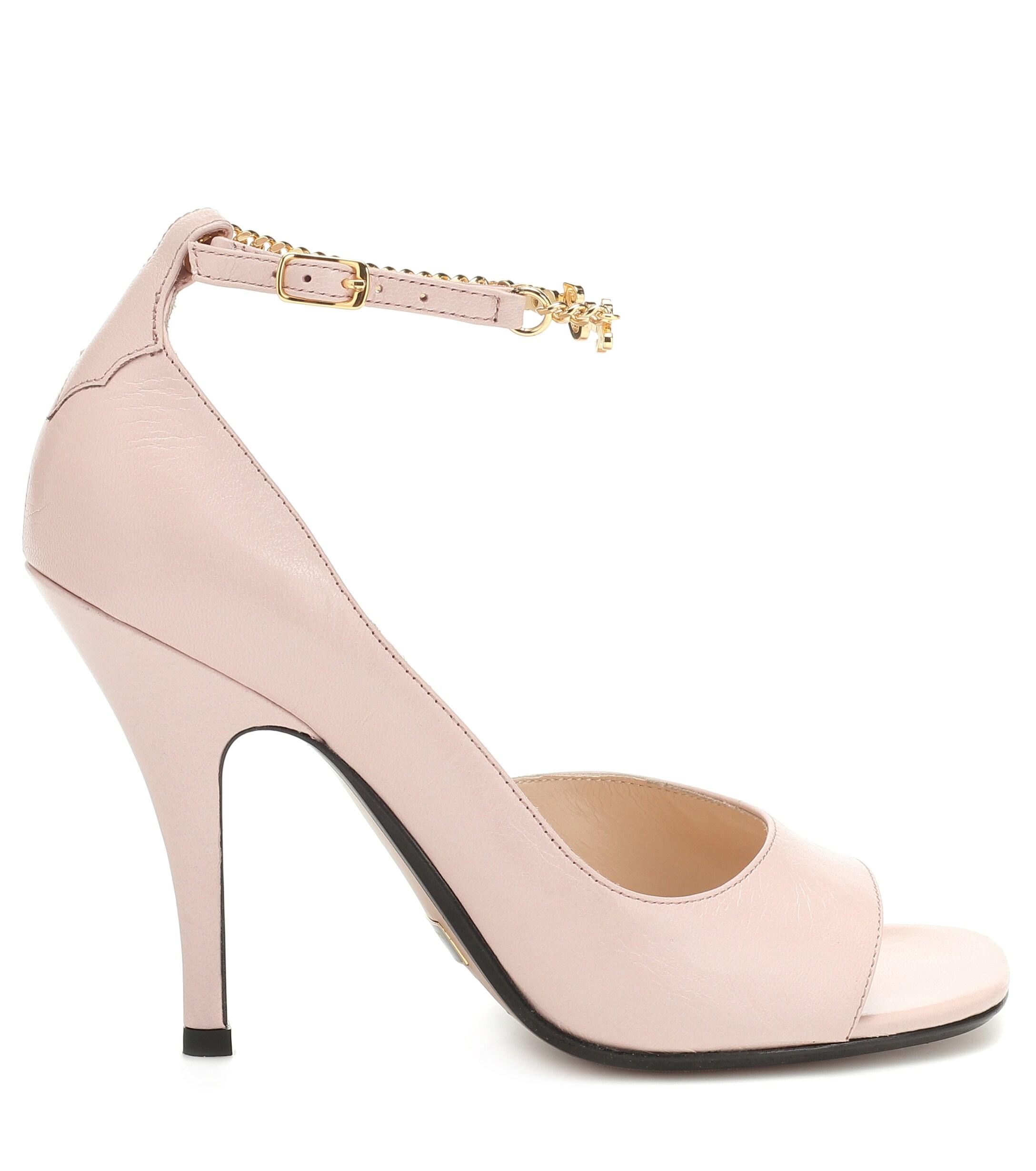light pink leather pumps