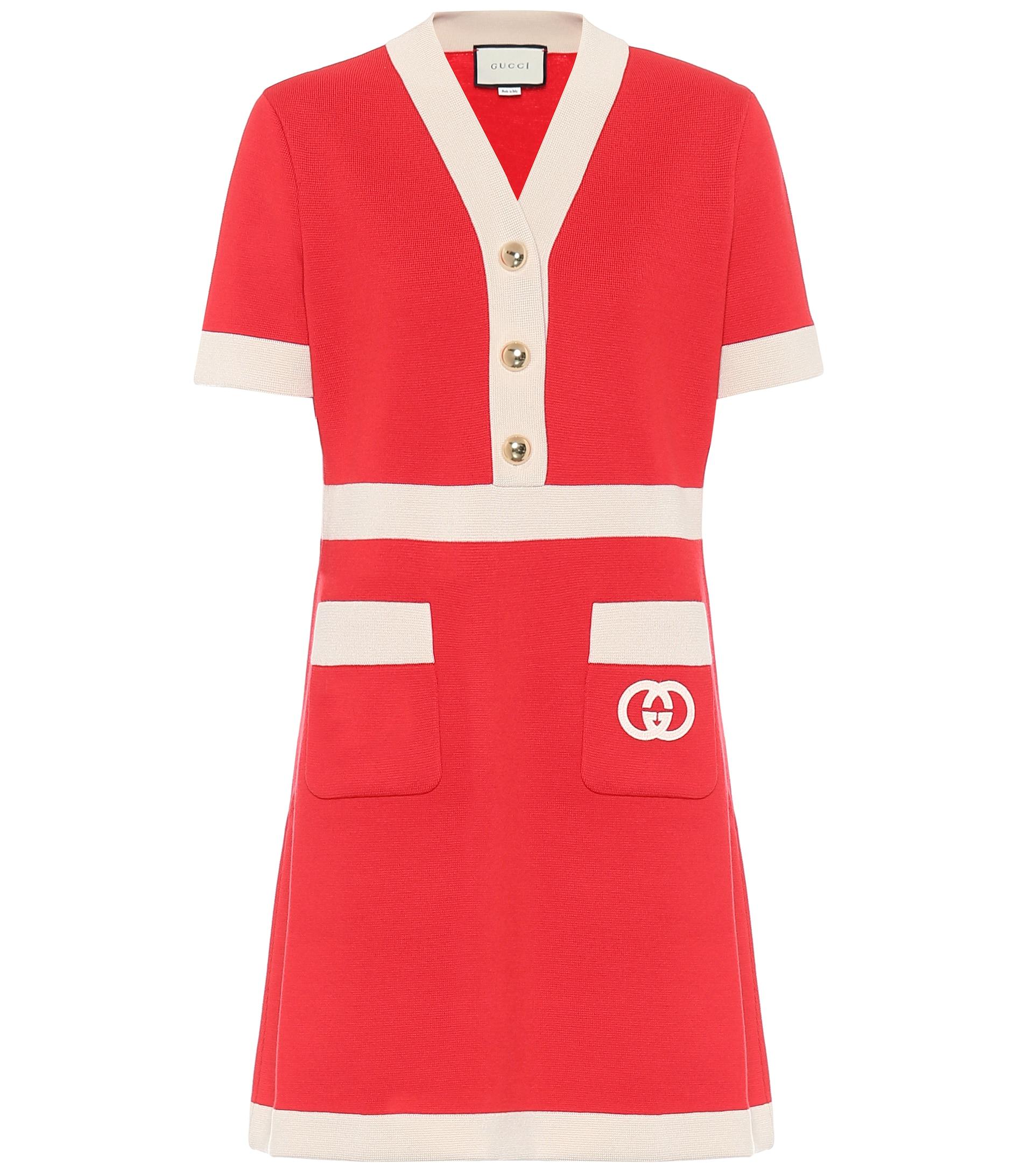 Gucci, Wool Minidress, Women, Red, M, Dresses, Wool