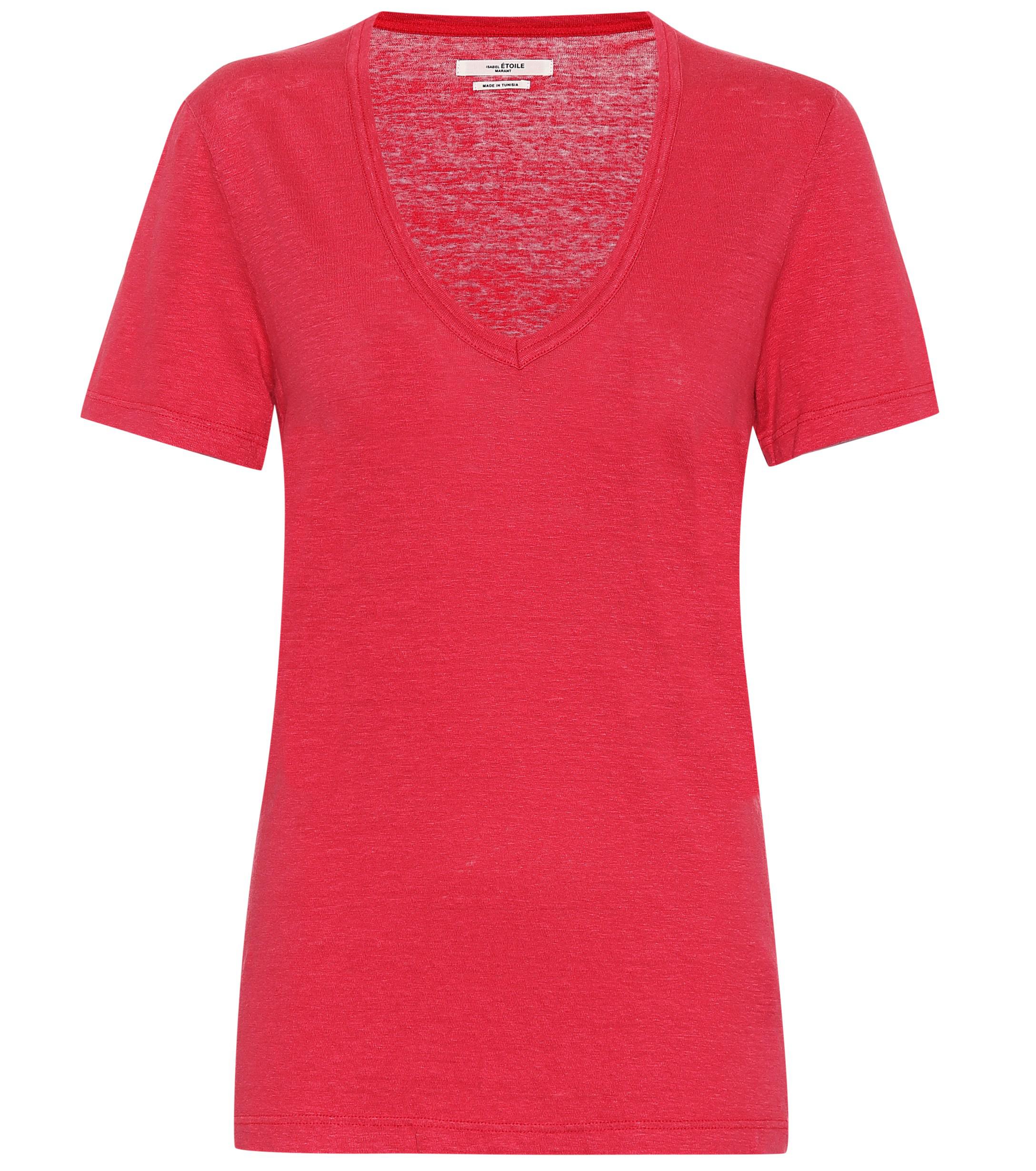 Étoile Isabel Marant Kranger Linen T-shirt in Red - Lyst