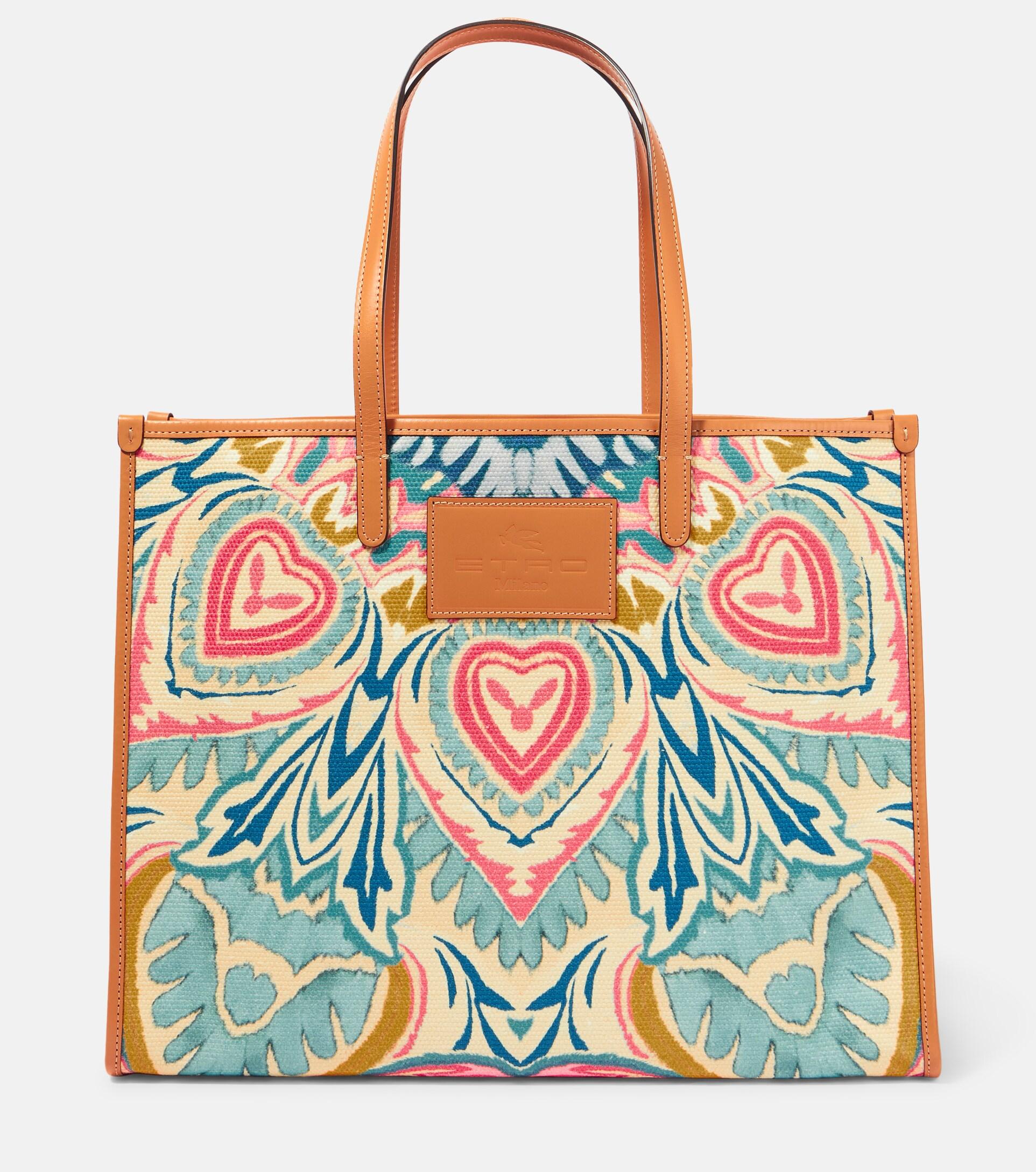 Etro Printed Canvas Tote Bag in Blue Lyst
