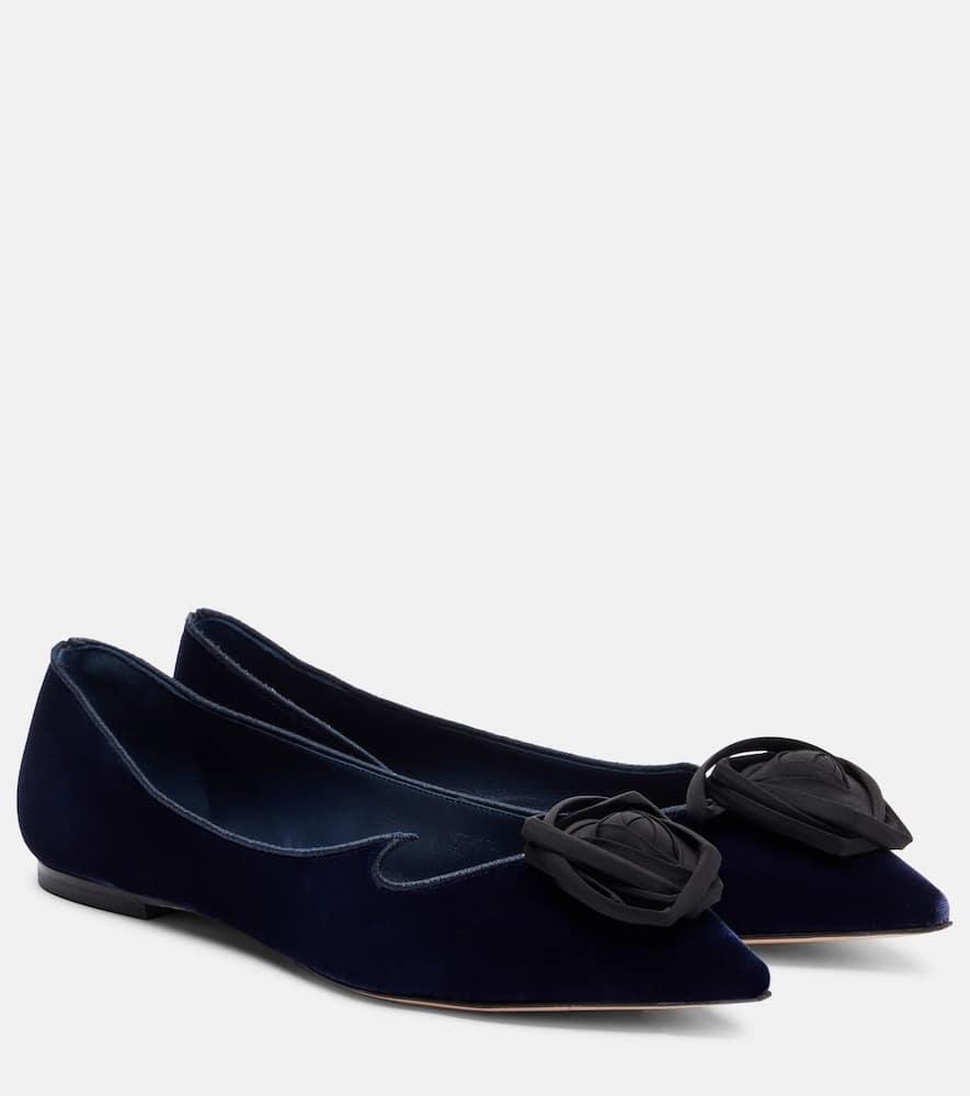 Roger Vivier I Love Vivier Rose Velvet Ballet Flats in Blue Lyst