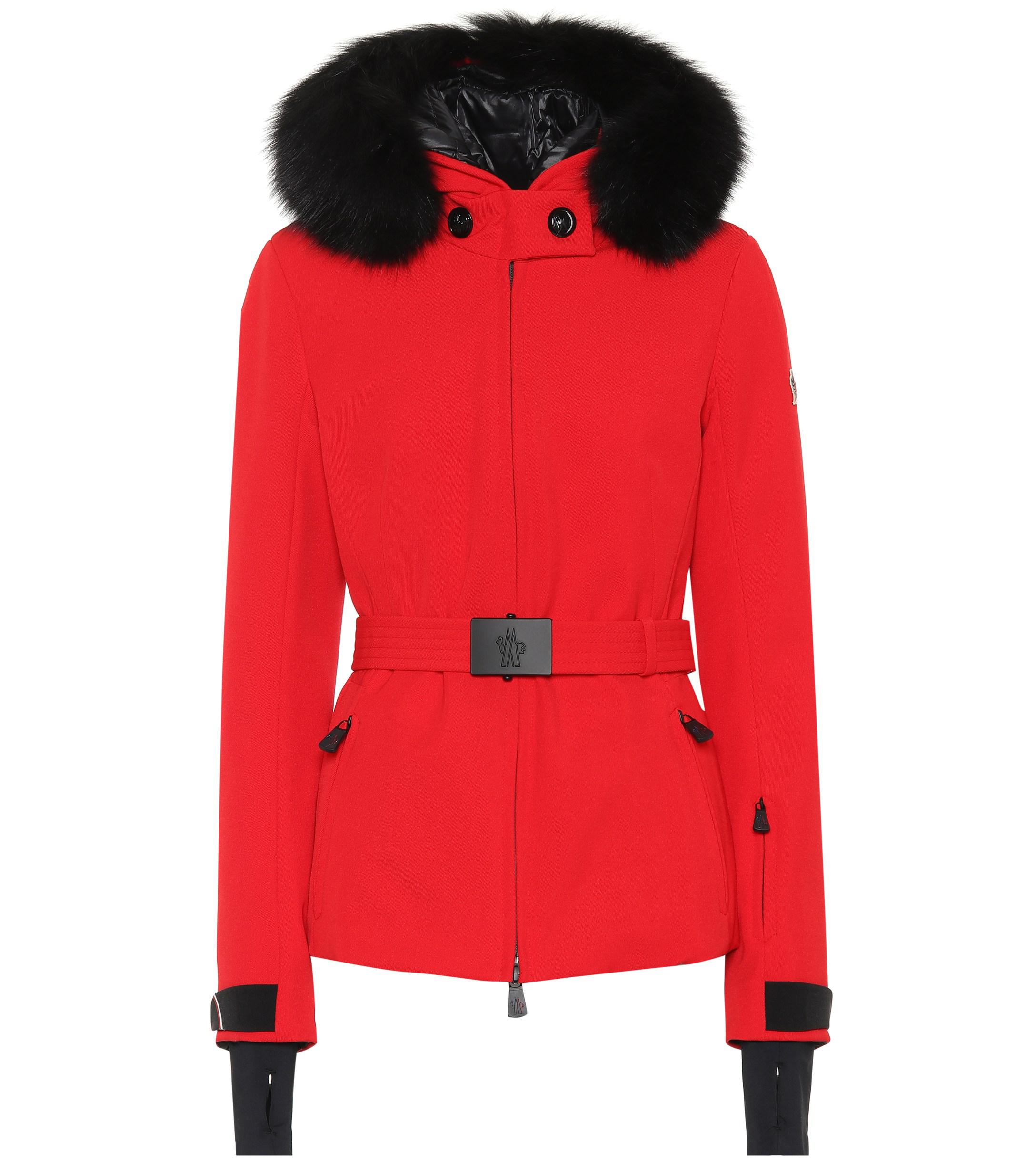 Red ski jacket sales with fur hood