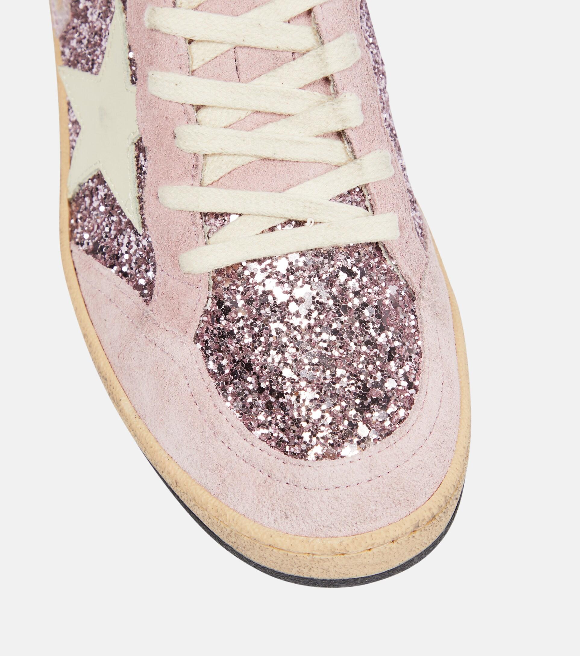 Golden Goose Ball Star Glitter Suede Sneakers in Pink | Lyst