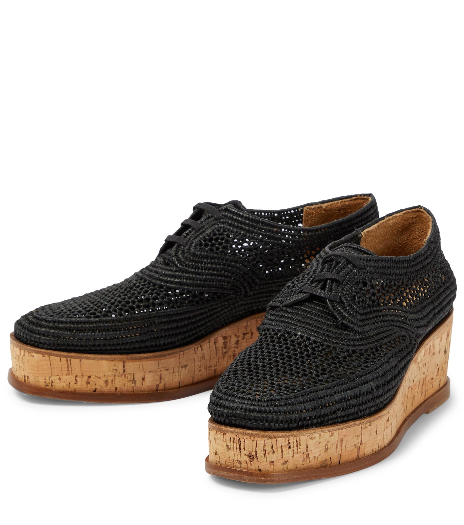Gabriela Hearst X Clergerie Louis Raffia-trimmed Platform Derby Shoes in  Black | Lyst