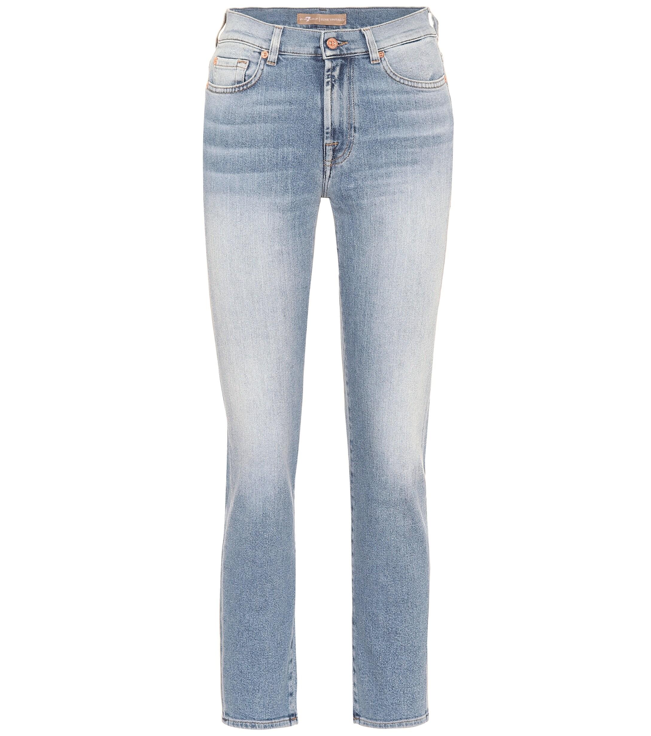 7 For All Mankind Denim Roxanne Mid-rise Skinny Jeans in Blue - Lyst