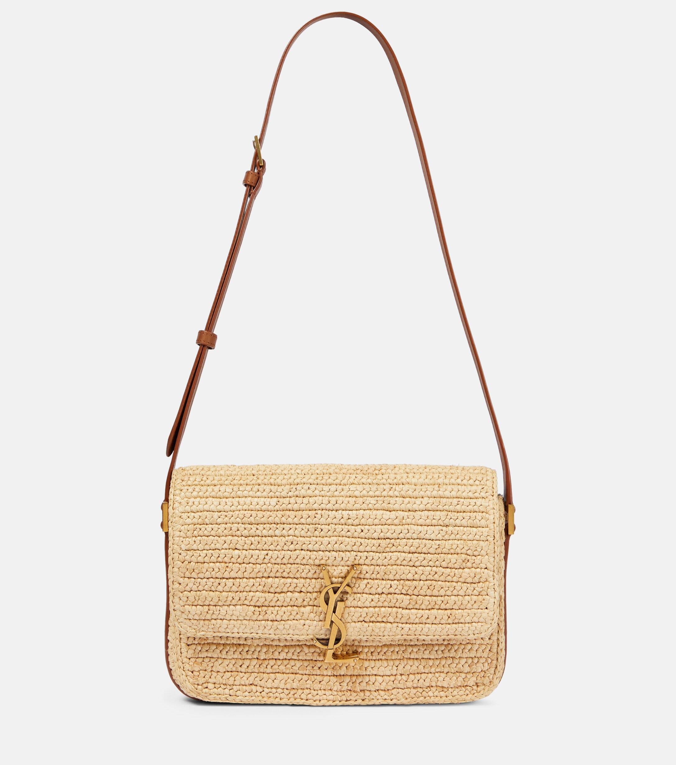 Saint Laurent Solferino Medium Raffia Crossbody Bag in Metallic Lyst Canada