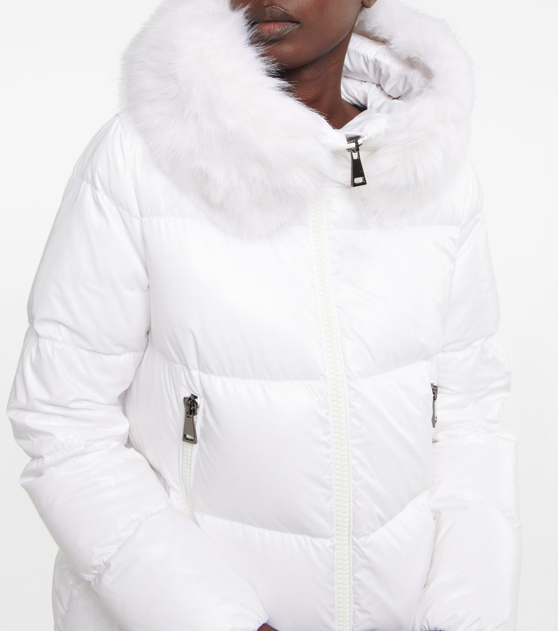 Moncler Laiche Faux Fur-trimmed Down Jacket in White | Lyst