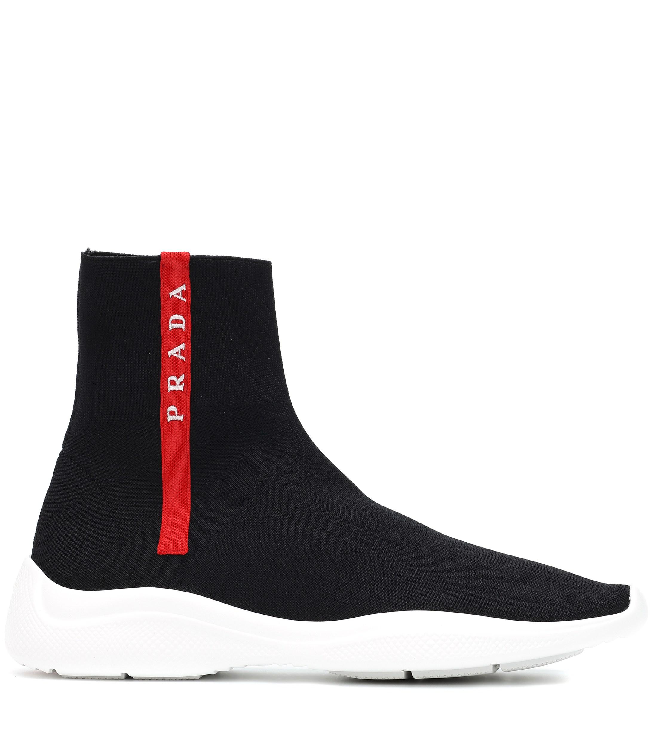 Prada High-top Sock Sneakers in Black - Save 31% - Lyst
