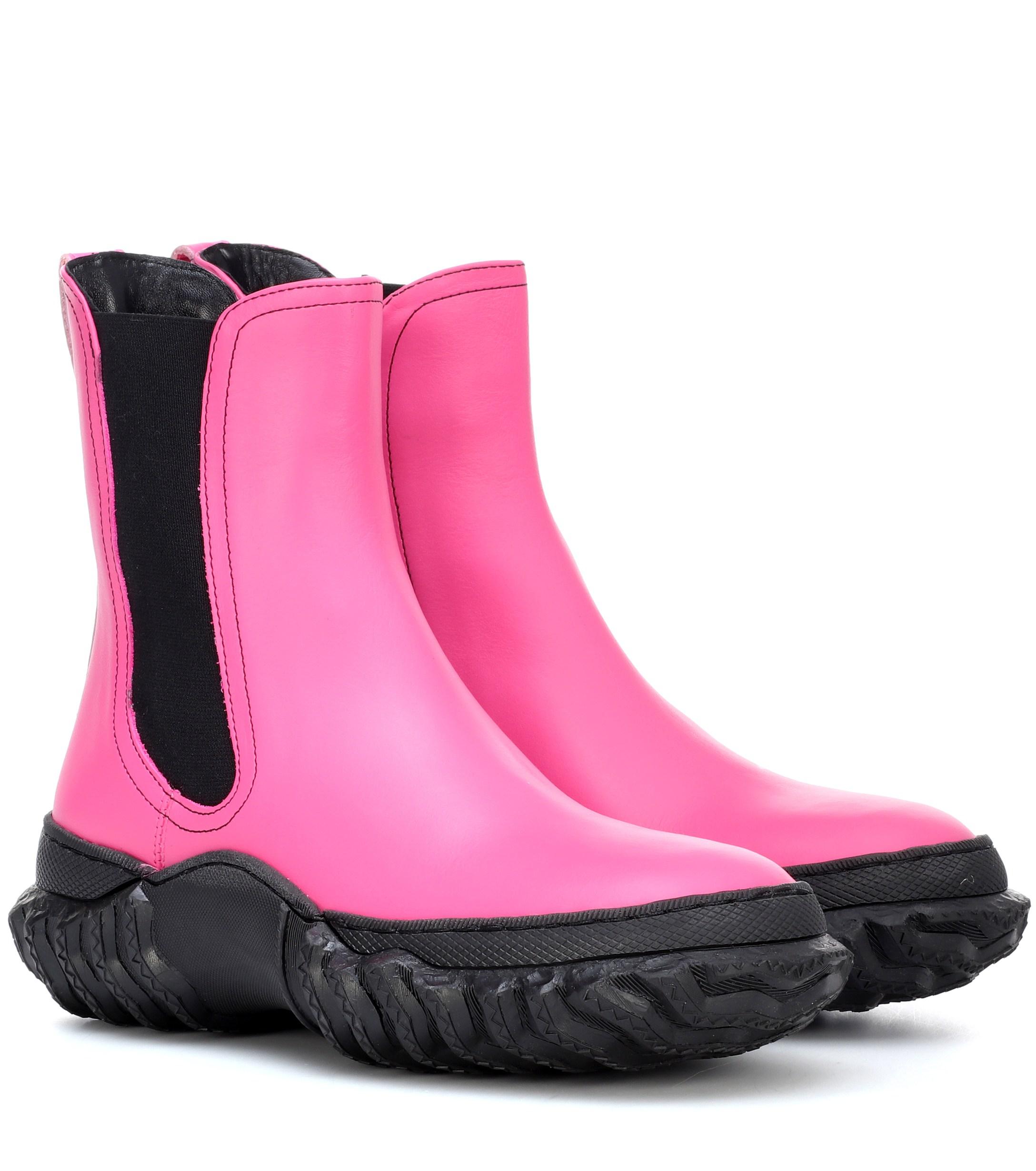 Marni Leather Chelsea Boots in Pink - Lyst