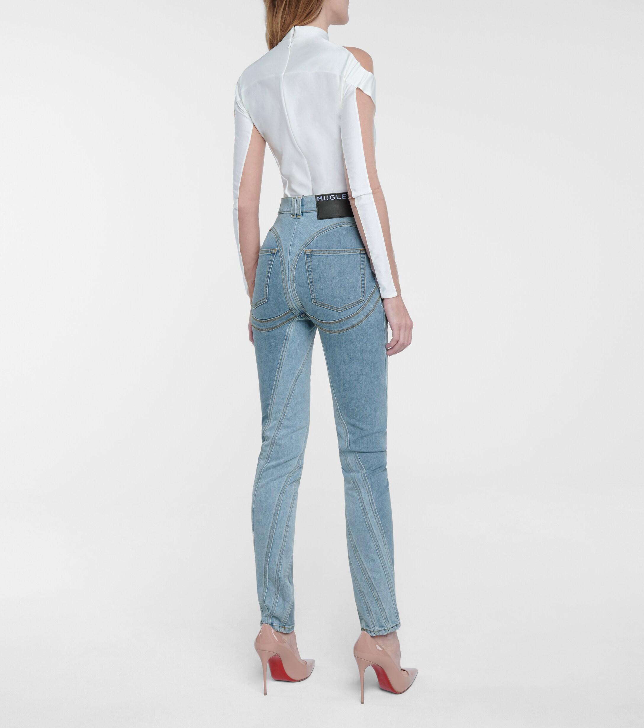 Mugler Denim High-rise Slim Jeans in Blue - Lyst