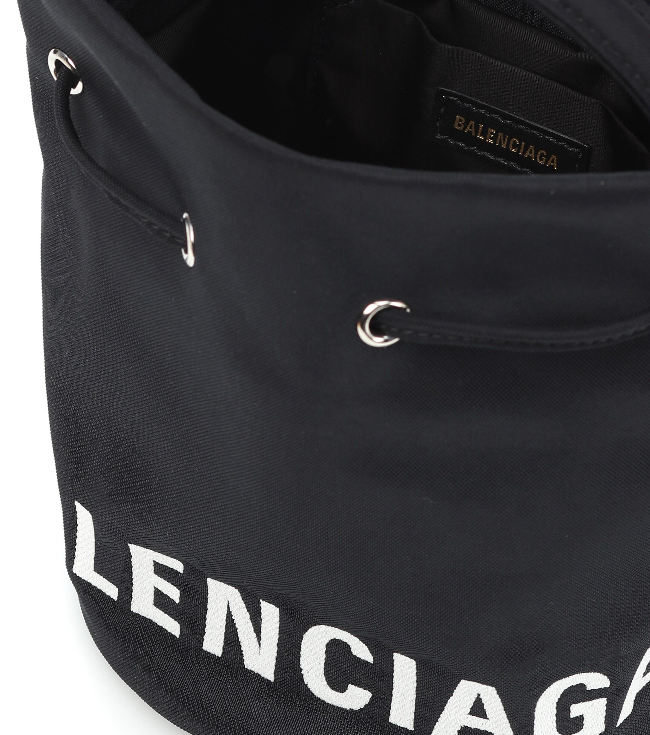 Balenciaga Wheel Xs Canvas Bucket Bag in Black - Lyst