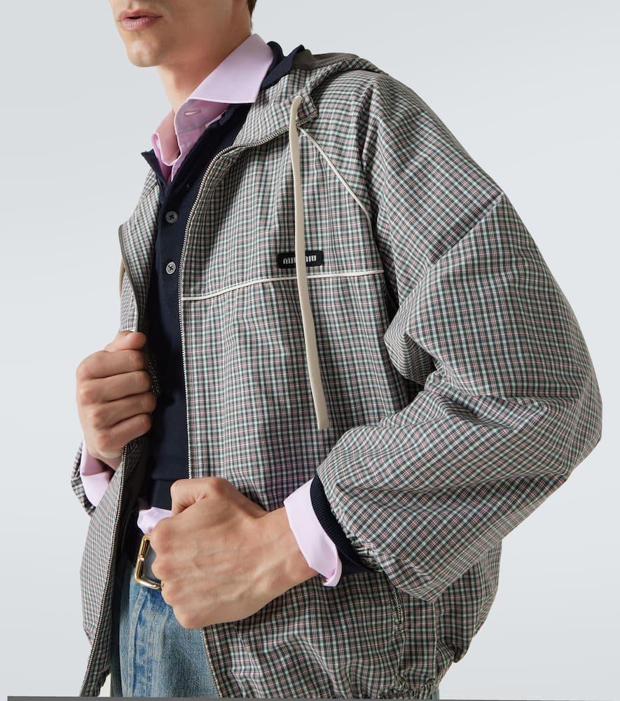 Miu Miu Checked Technical Jacket in Grey for Men | Lyst UK