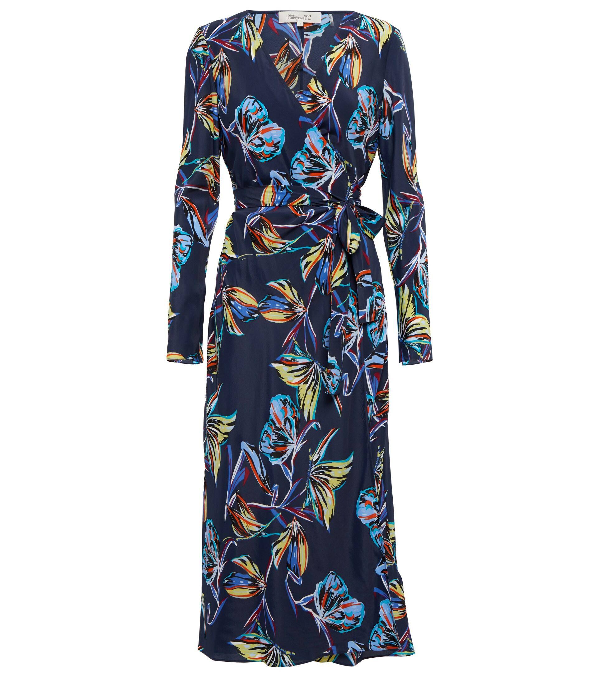 Diane von Furstenberg Tilly Printed Silk-blend Midi Wrap Dress in Blue ...