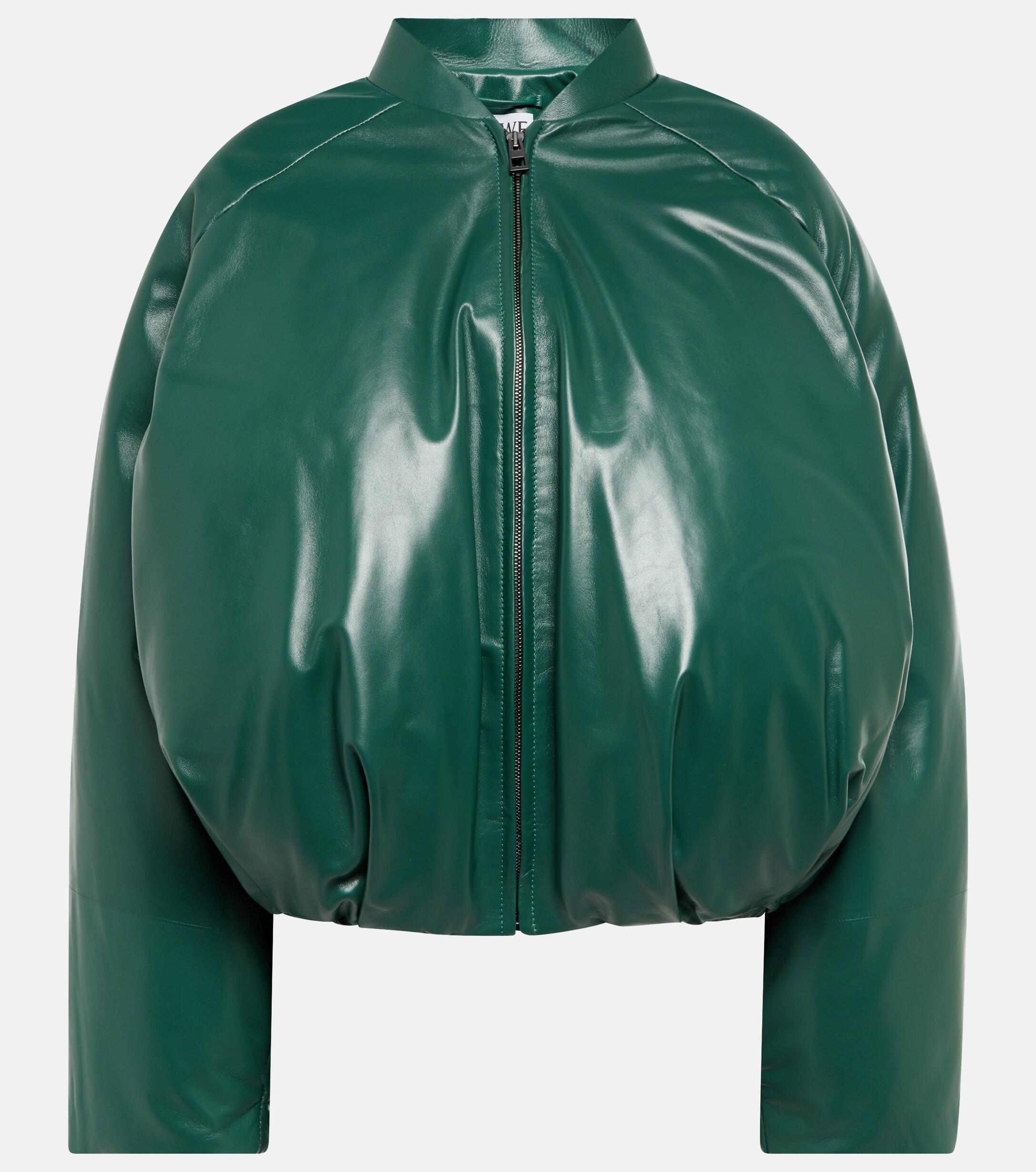 Loewe Padded Leather Bomber Jacket in Green | Lyst Canada