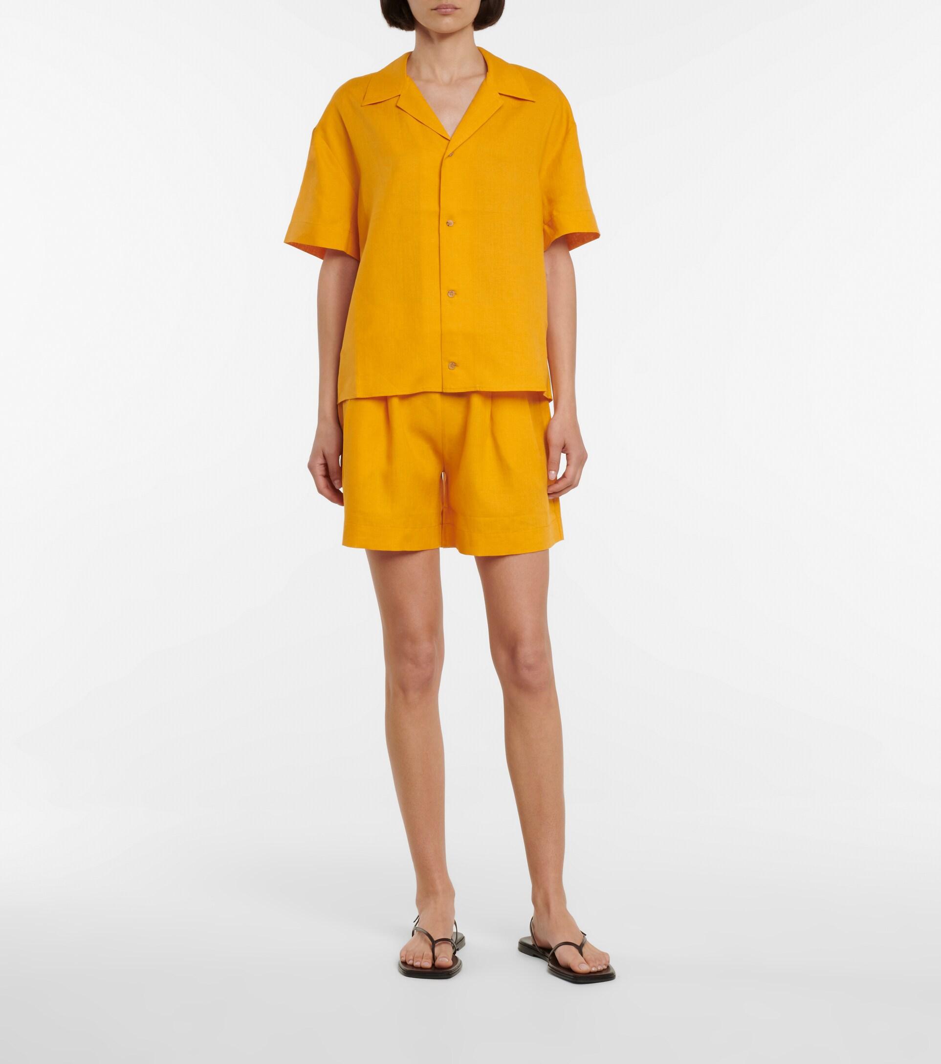 Asceno Zurich Linen Shorts in Yellow | Lyst