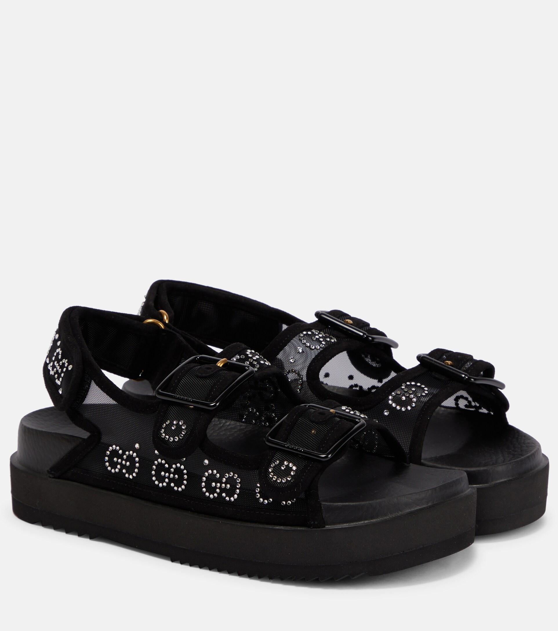 Gucci GG Embellished Platform Sandals in Black | Lyst