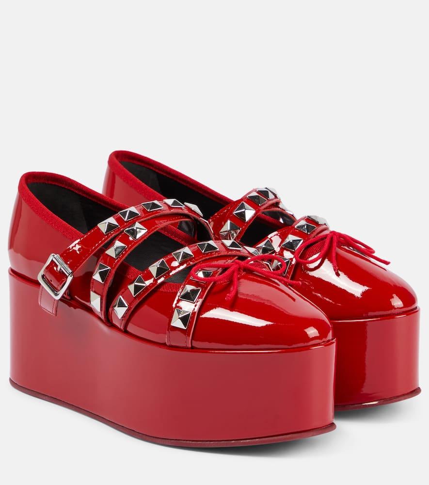 Noir Kei Ninomiya X Repetto Studded Platform Flats in Red | Lyst