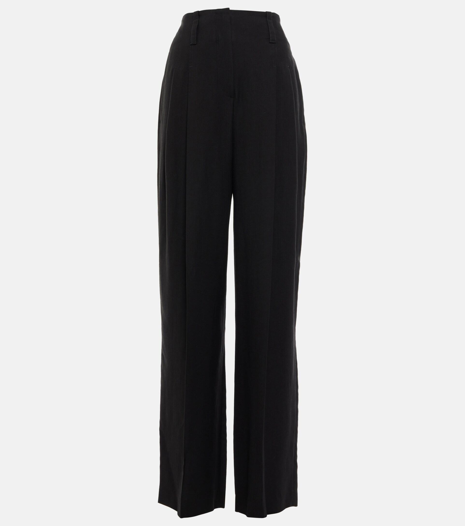 Brunello Cucinelli High-rise Wide-leg Twill Pants in Black | Lyst