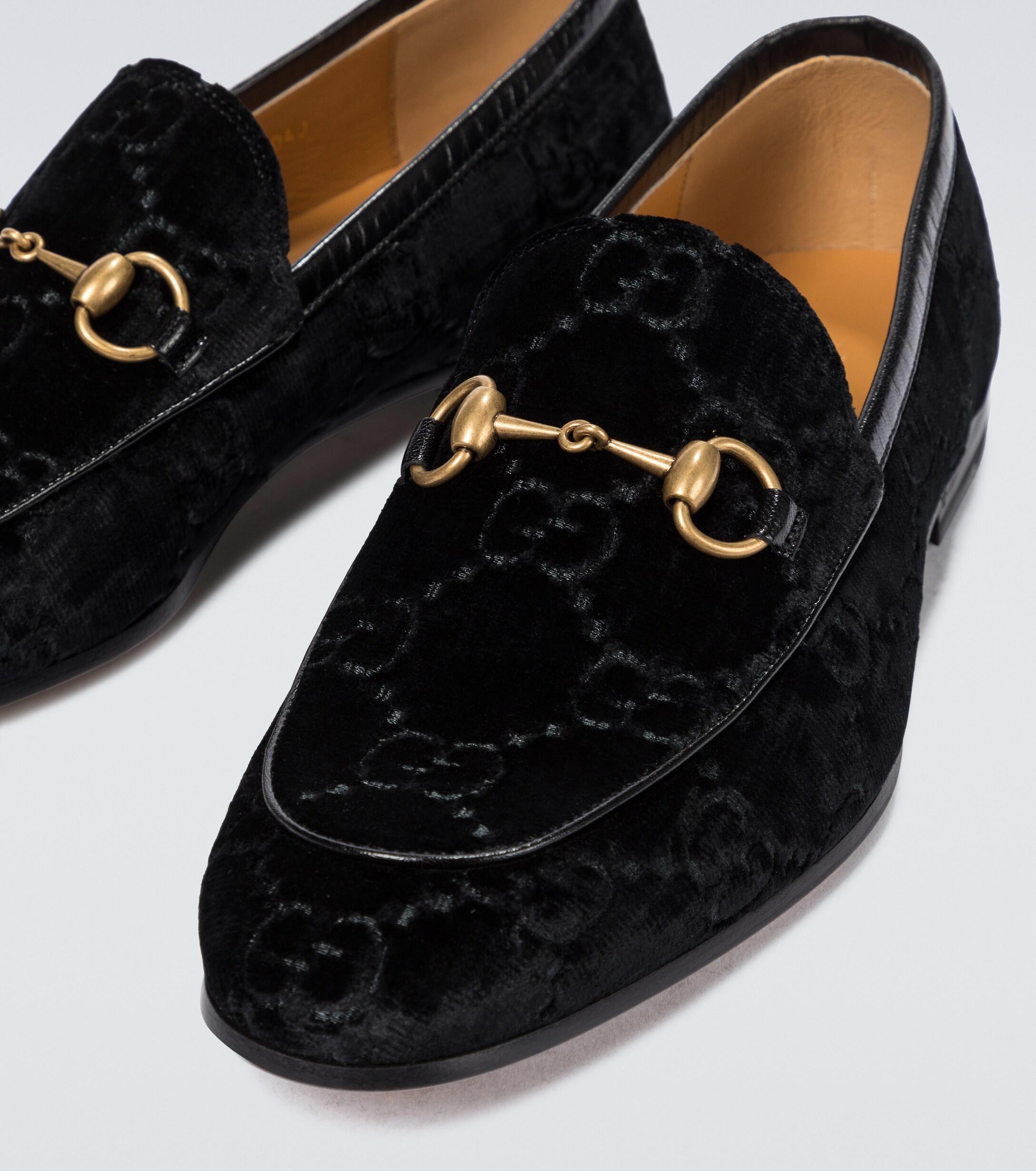 Gucci Jordaan GG Velvet Loafers in Black for Men | Lyst