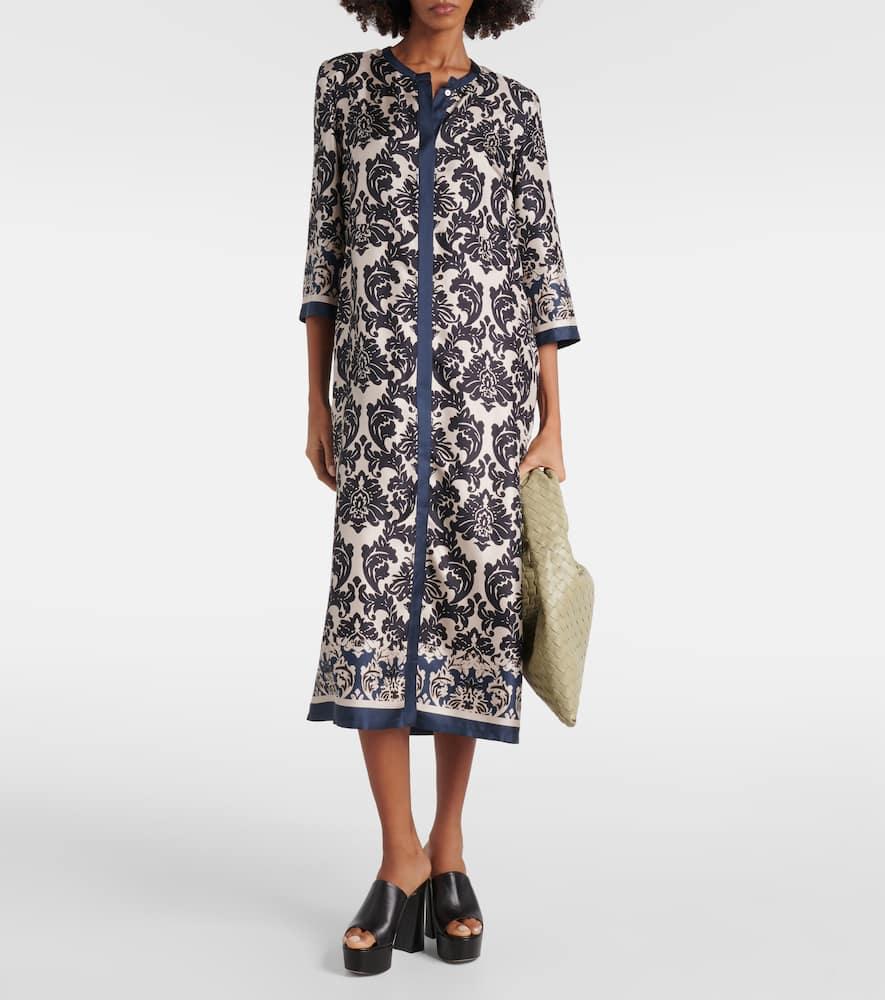 Max Mara Damasco Floral Silk Kaftan in Black | Lyst