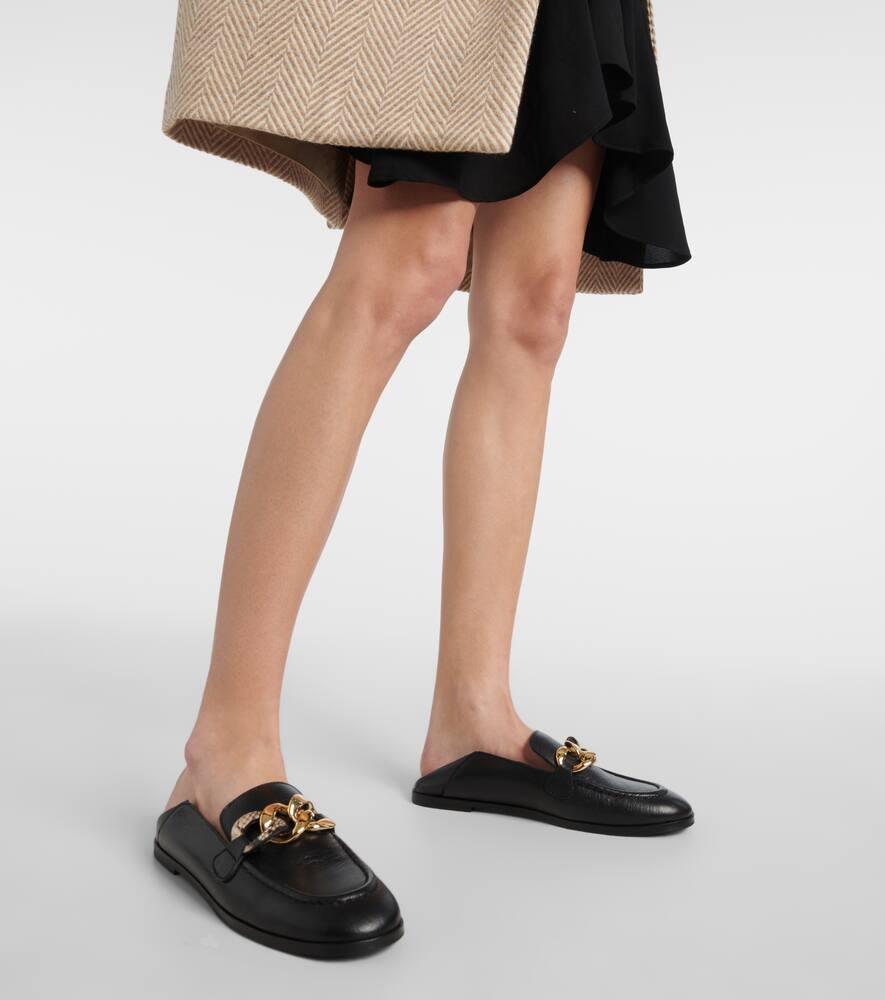 See By Chloé Chain Line Leather Loafers in Black | Lyst