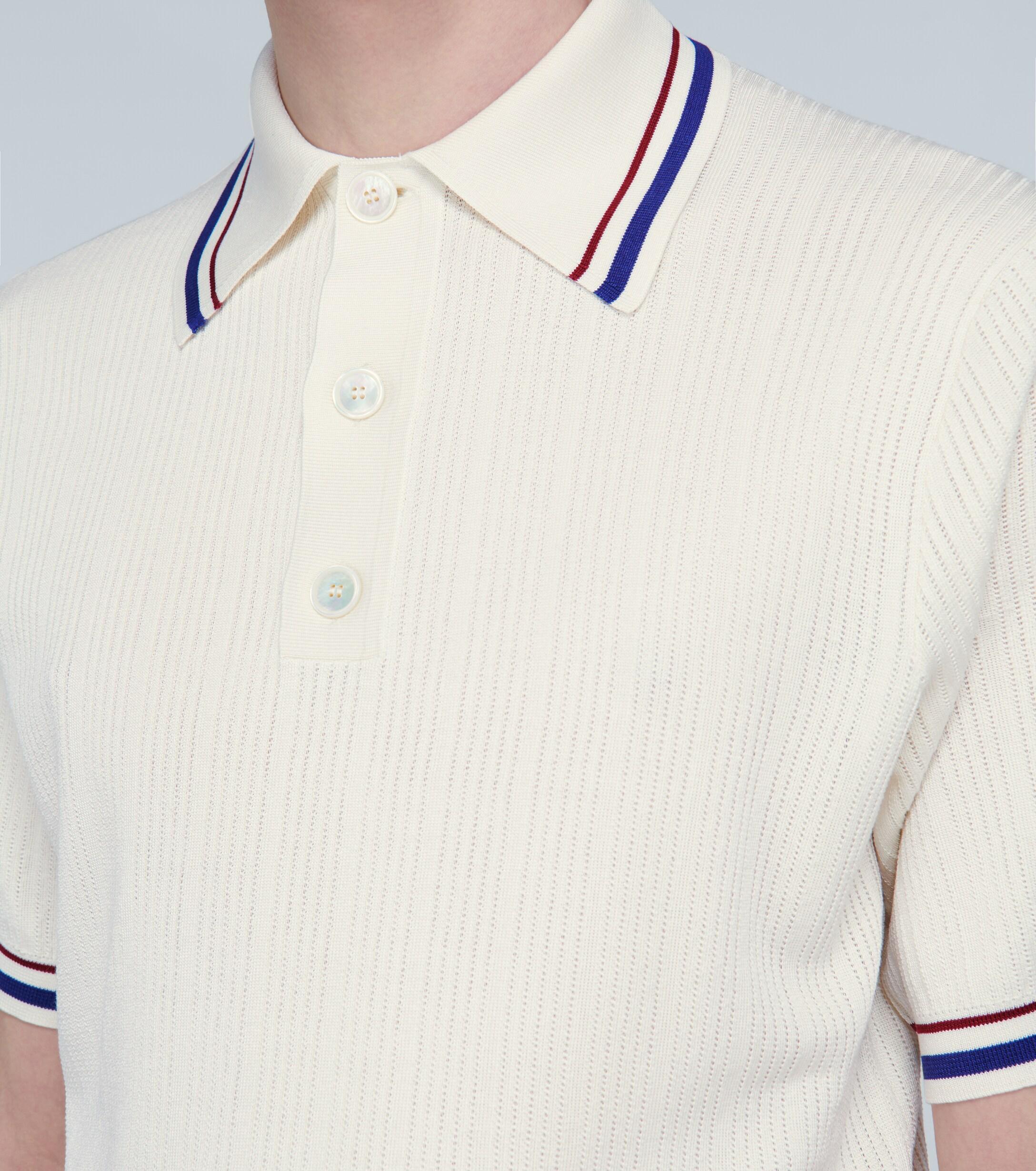 Dolce & Gabbana Silk Ribbed-knit Polo Shirt in White for Men - Lyst