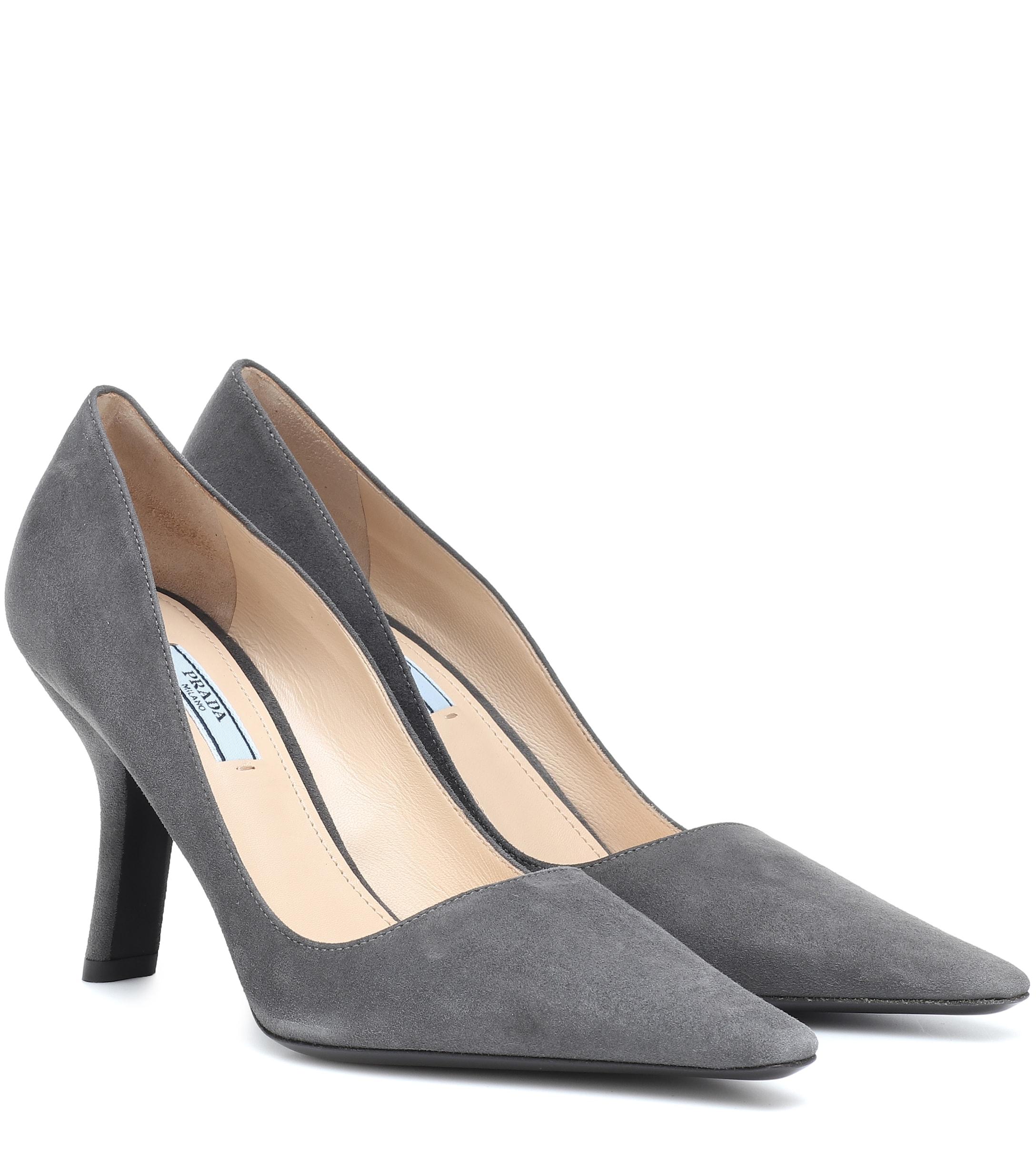 grey and black pumps
