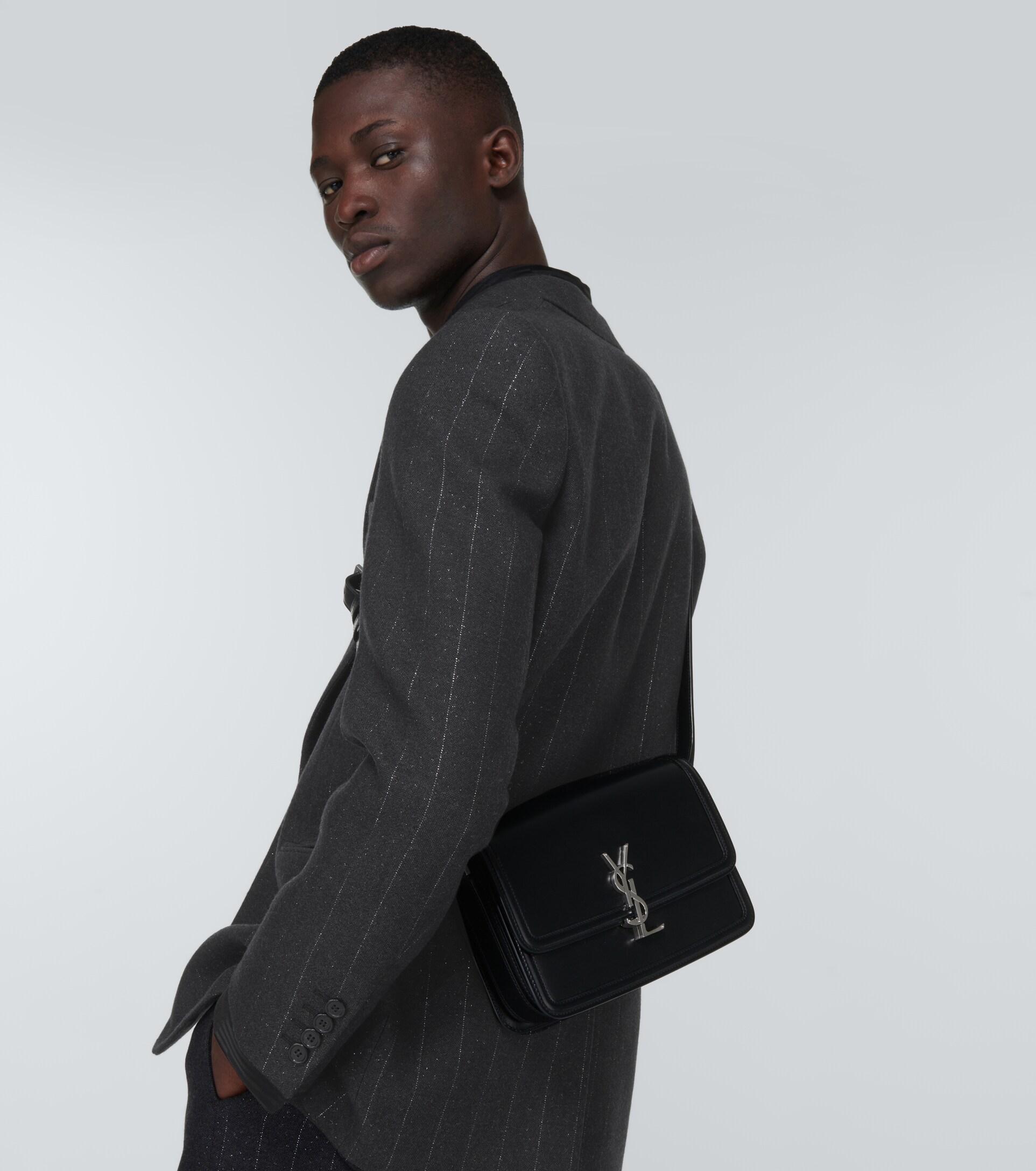 Saint Laurent Men's Solferino Leather Monogram Crossbody Bag, M