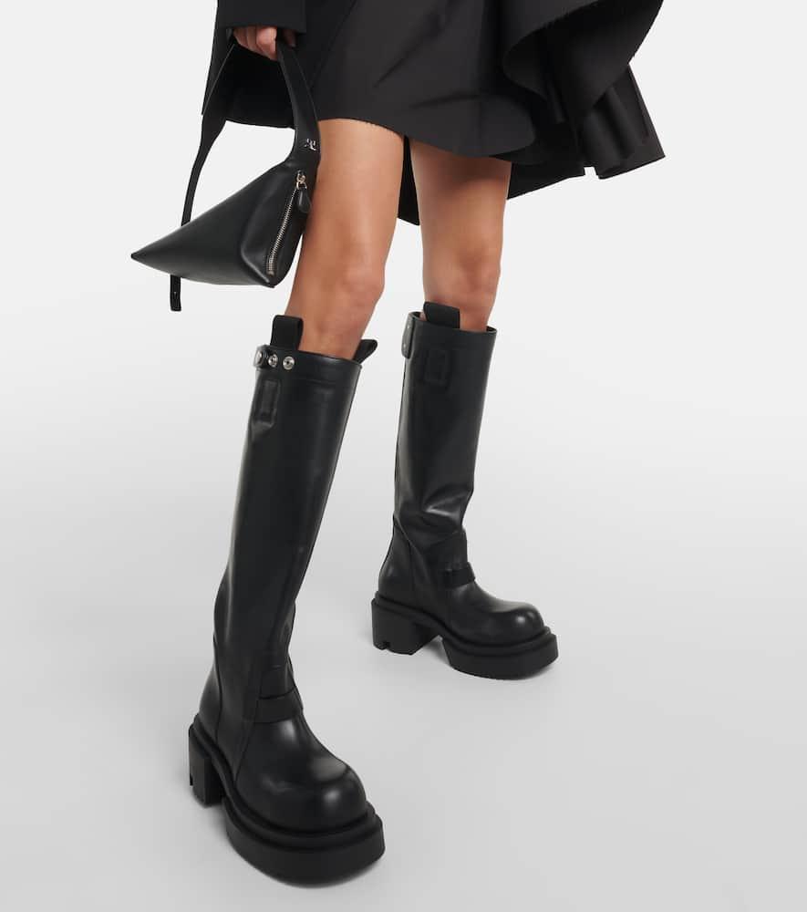 Rick Owens Pull On Leather Knee High Boots in Black Lyst