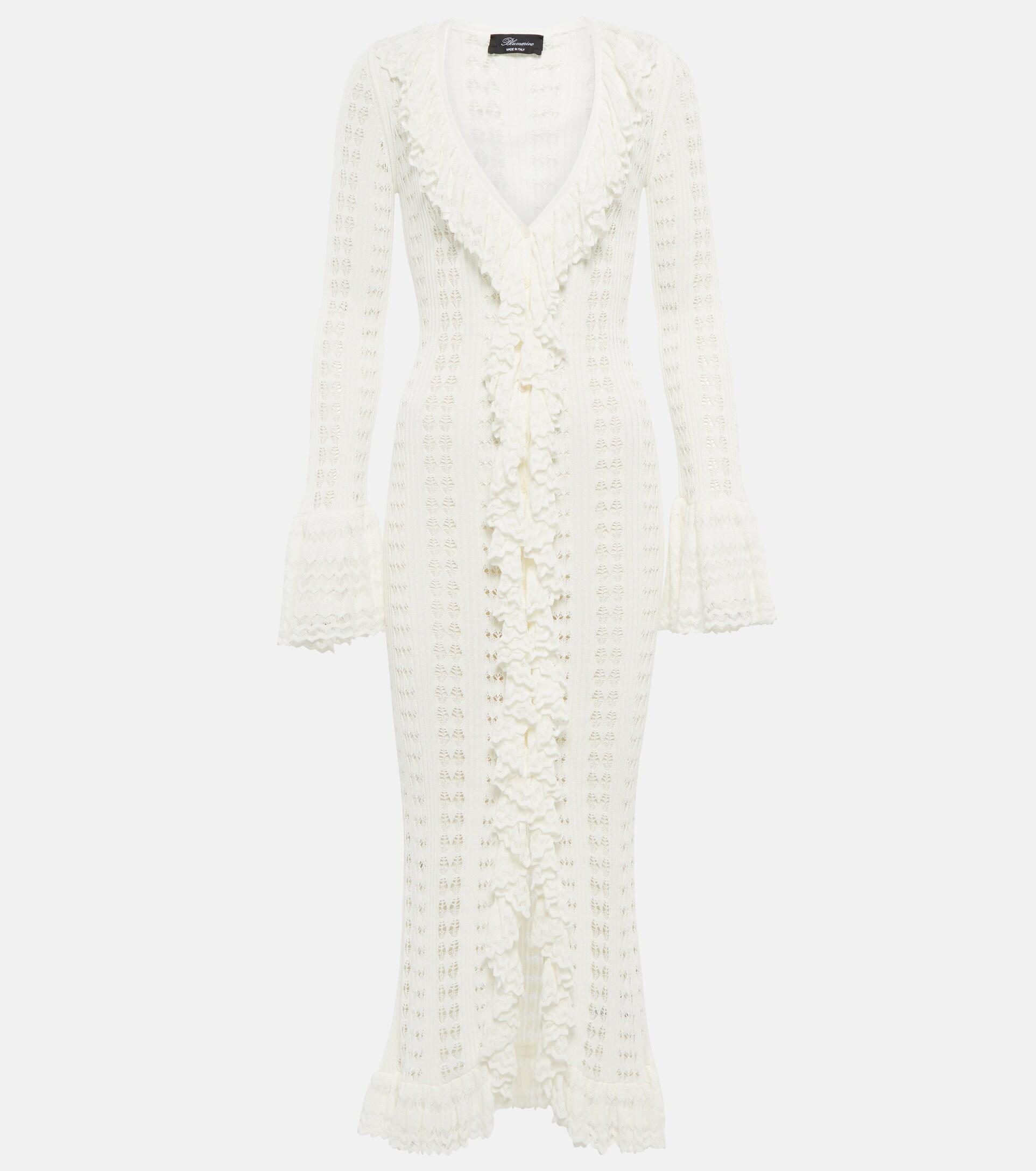 blumarine crochet dress Crochet maxi dress in white - Blumarine