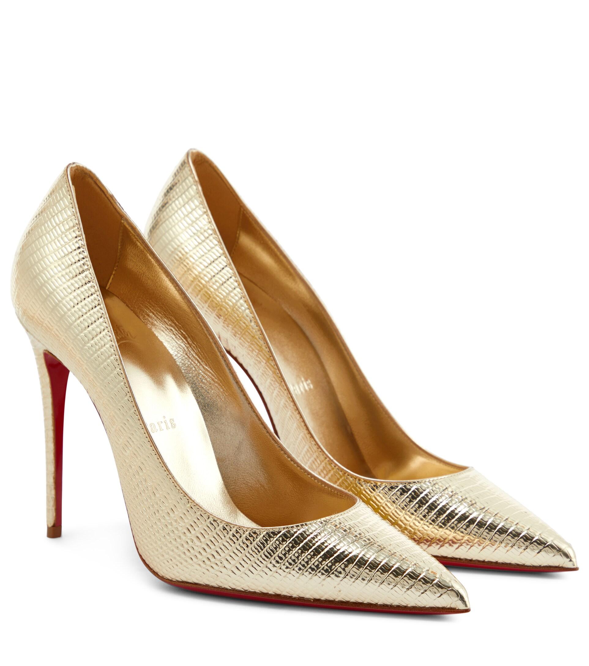 Christian Louboutin Kate Snake-effect Metallic Leather Pumps in Brown ...