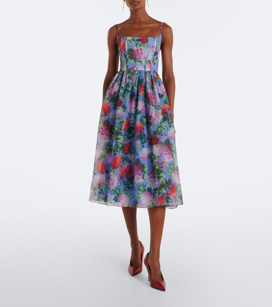 carolina herrera cocktail dresses on sale Floral silk crpe cocktail dress in blue - Carolina Herrera