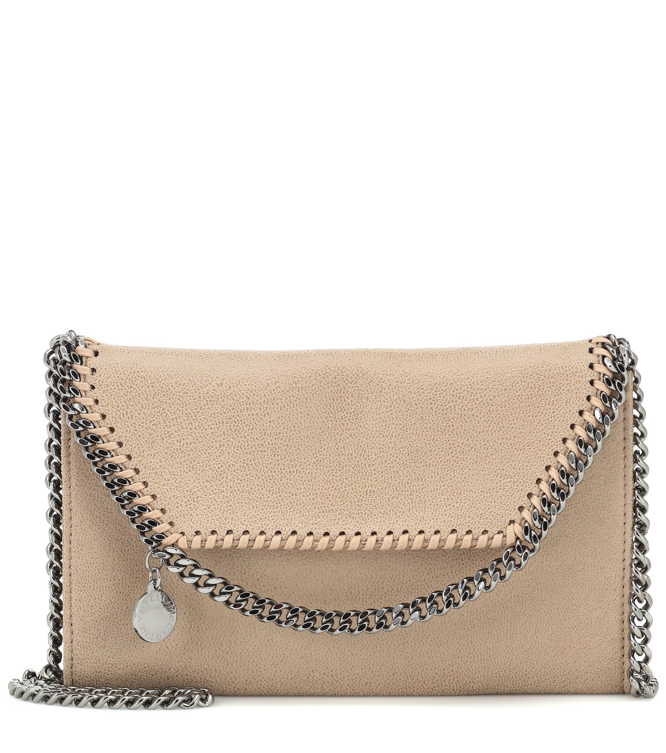 stella mccartney mini falabella metallic woven crossbody bolsa