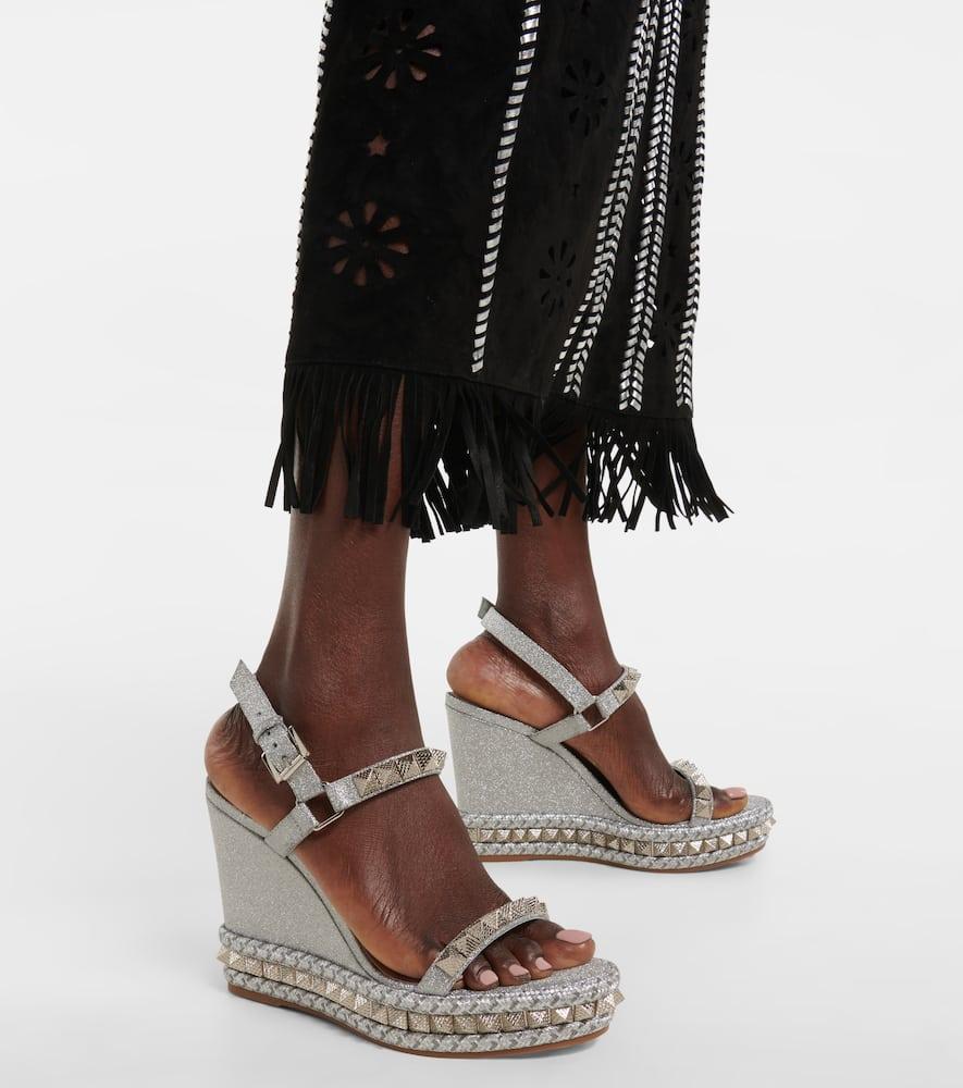 Christian Louboutin Pyraclou Embellished Leather Sandals in