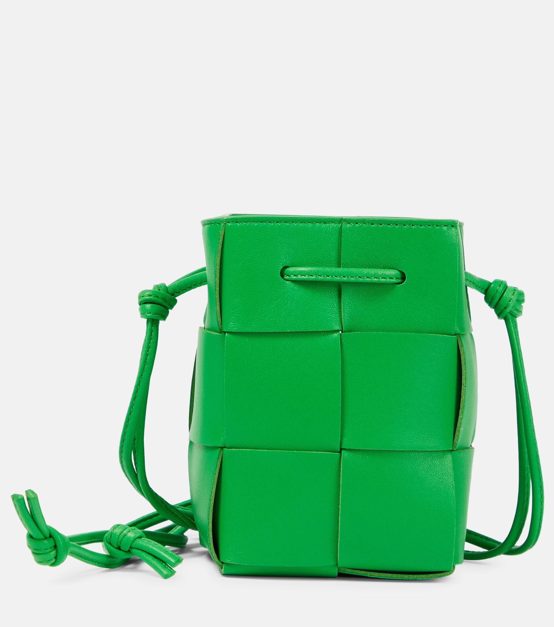 Bottega Veneta Cassette Mini Leather Bucket Bag in Green | Lyst Bottega Veneta Cassette Mini Leather Bucket Bag in Green | Lyst