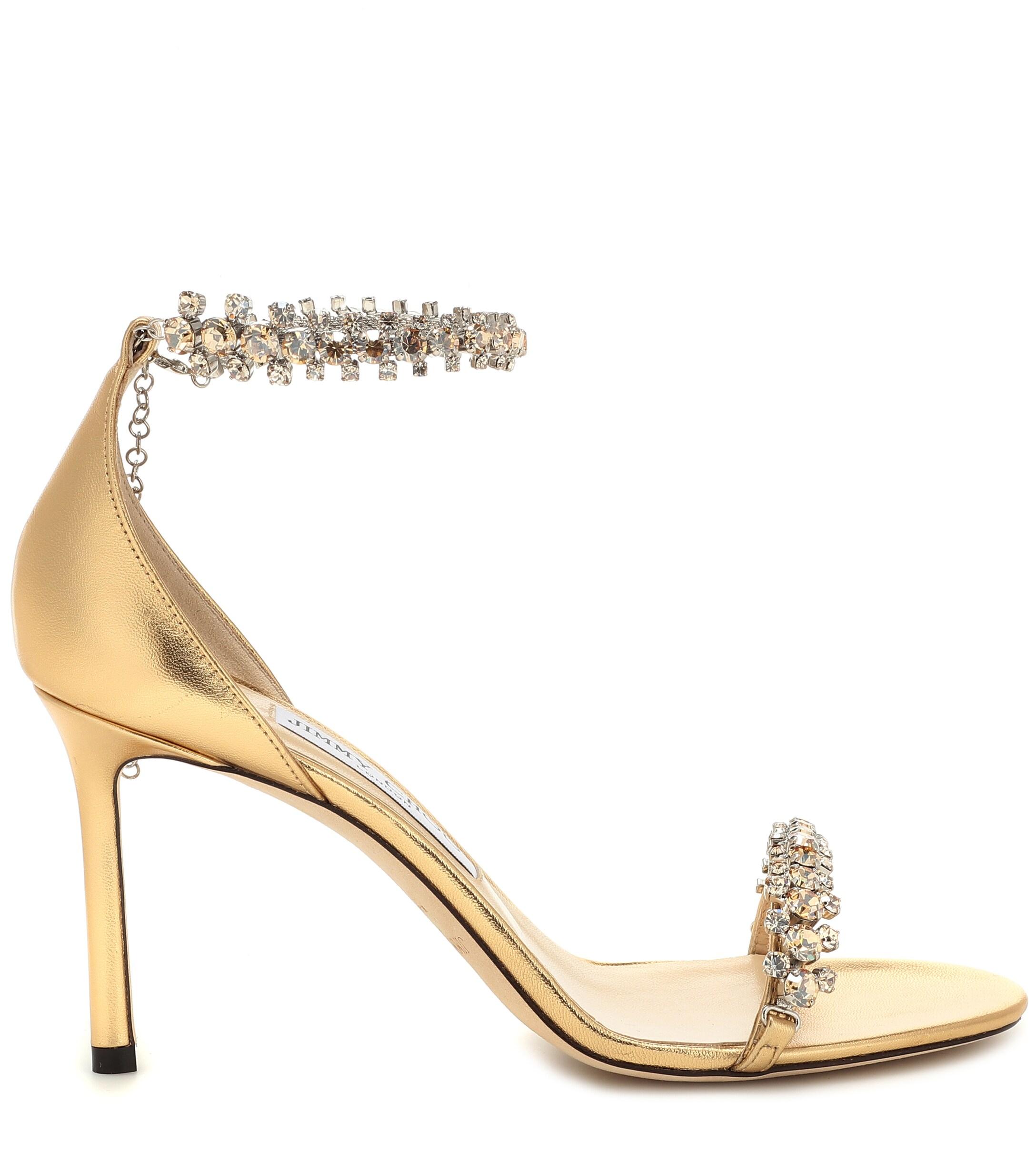 Jimmy Choo Shiloh 100 Gold Leather Sandals in Metallic - Lyst