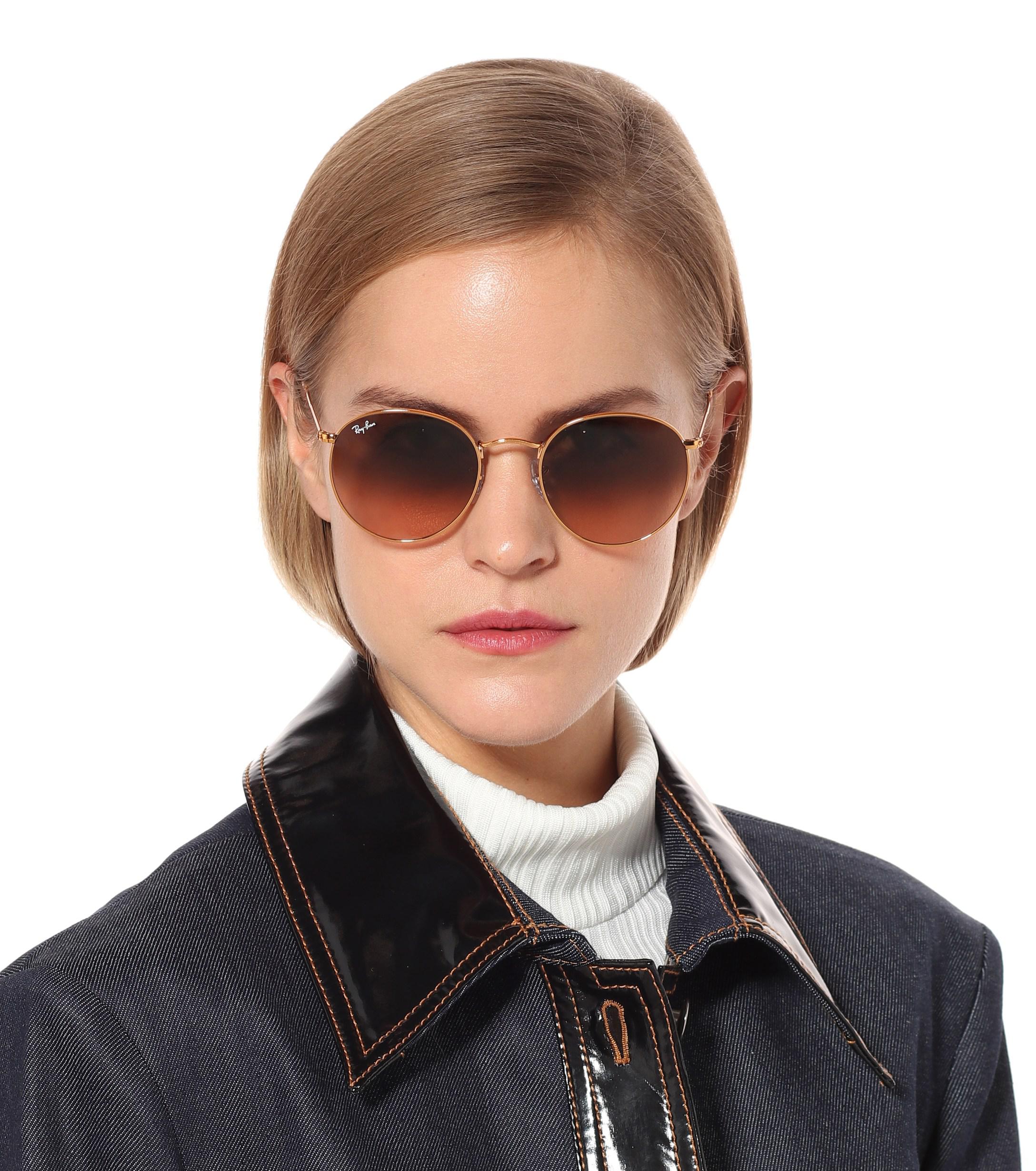 RayBan Rb3447 Round Sunglasses in Brown Lyst