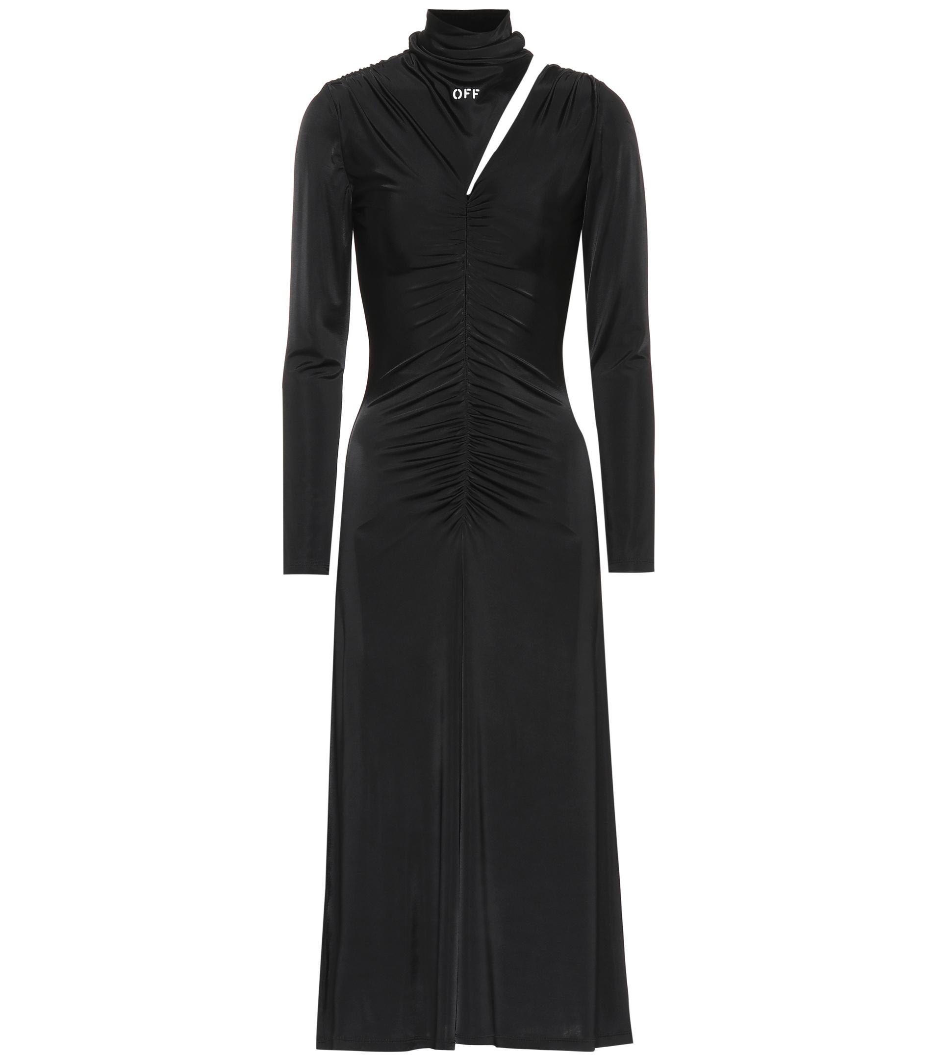 Off-White c/o Virgil Abloh Gathered Midi Dress in Black - Lyst