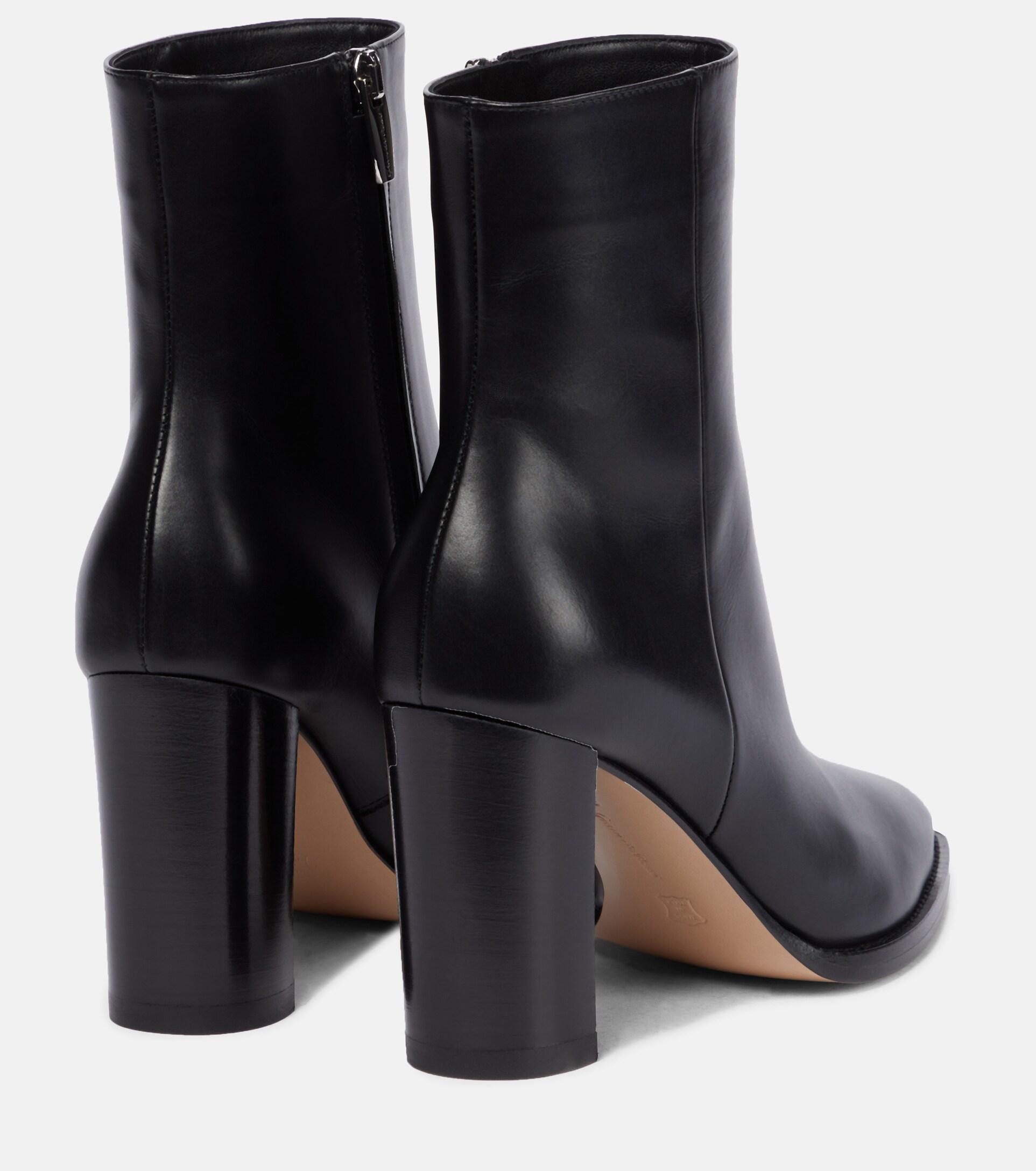Gianvito Rossi River 85 Leather Ankle Boots in Black | Lyst