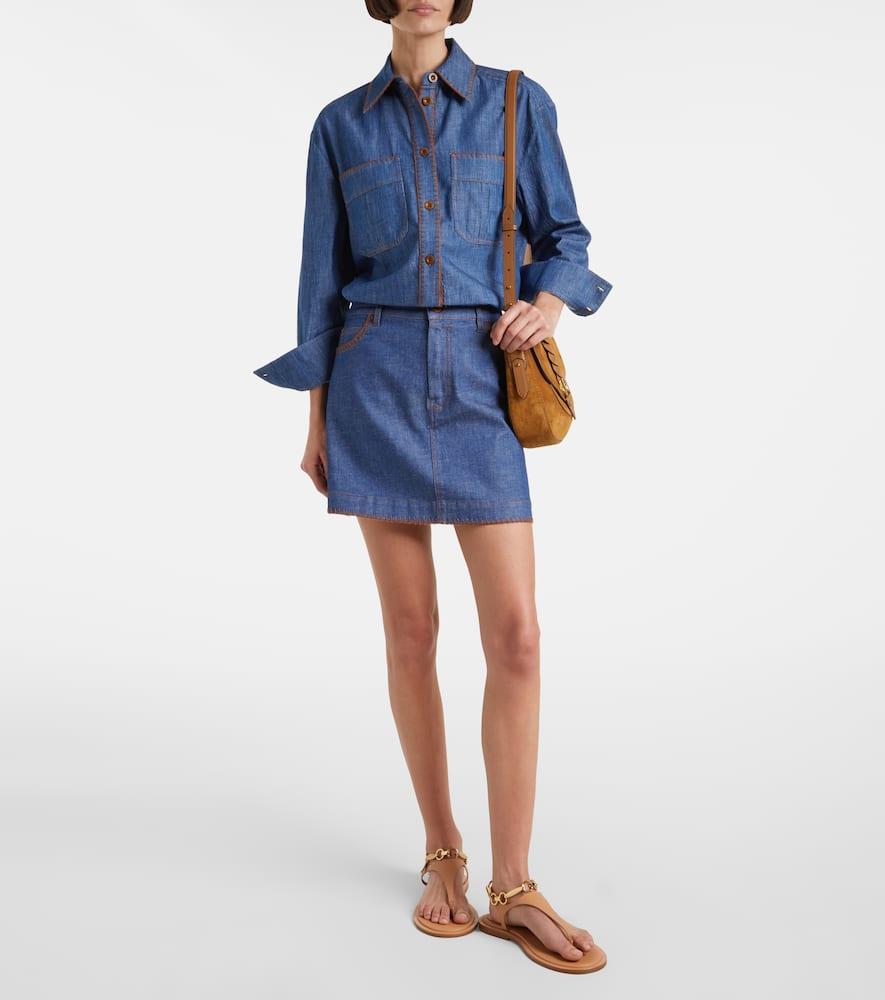 【Zimmermann】Ascension ruffled denim minidress ZIMMERMANN Ascension Mini Dress | Blue | FARFETCH CA